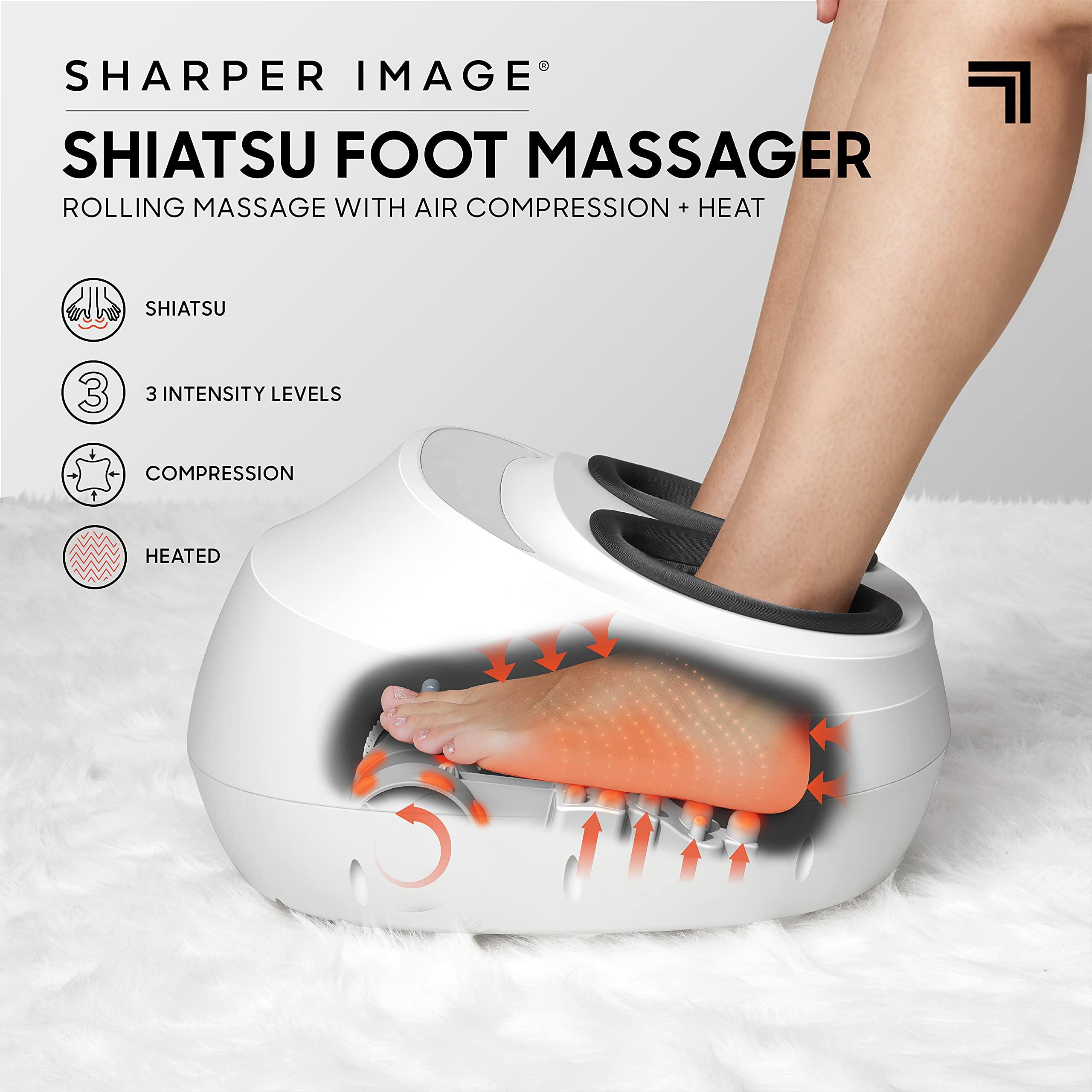 Sharper Image Sharper Image Shiatsu Foot Massager Rolling Massage with Air Compression, Relax Tired & Sore Toes with Heat Therapy, Adjustable Massage Levels, Fits up to Mens 12/Womens 14, Holiday Gift