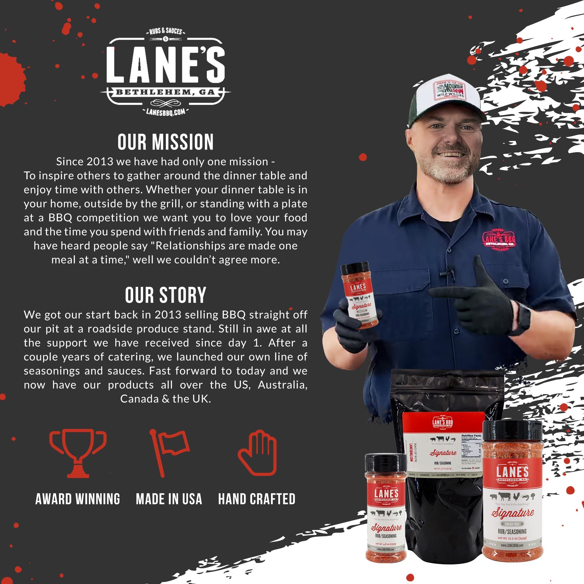 Lane's Lane\'s Signature BBQ Seasoning Rub, All-Natural BBQ Seasonings and Rubs, Perfect for Beef, Meat, Chicken & Pork Rub Seasoning, Made in USA, 12.2 Oz