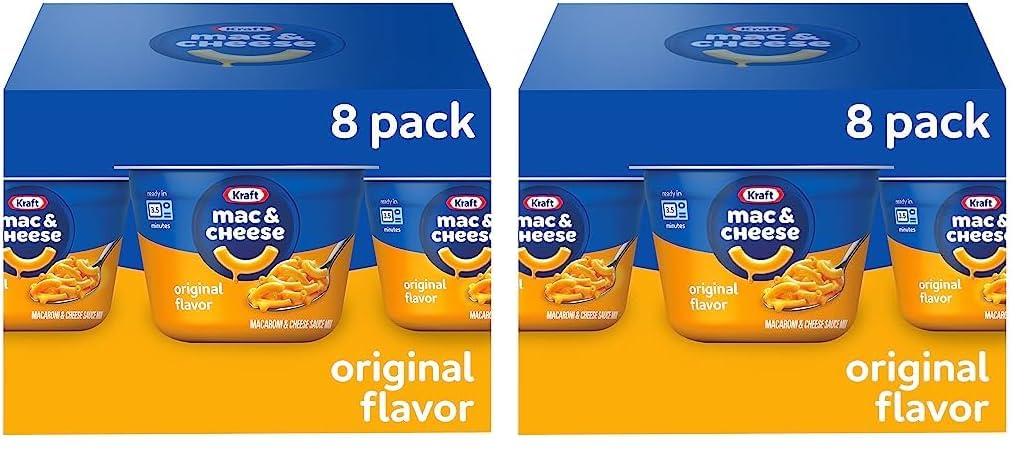 Kraft Mac & Cheese Kraft Original Easy Microwavable Macaroni and Cheese Cups (8 ct Box, 2.05 oz Cups) (Pack of 2)