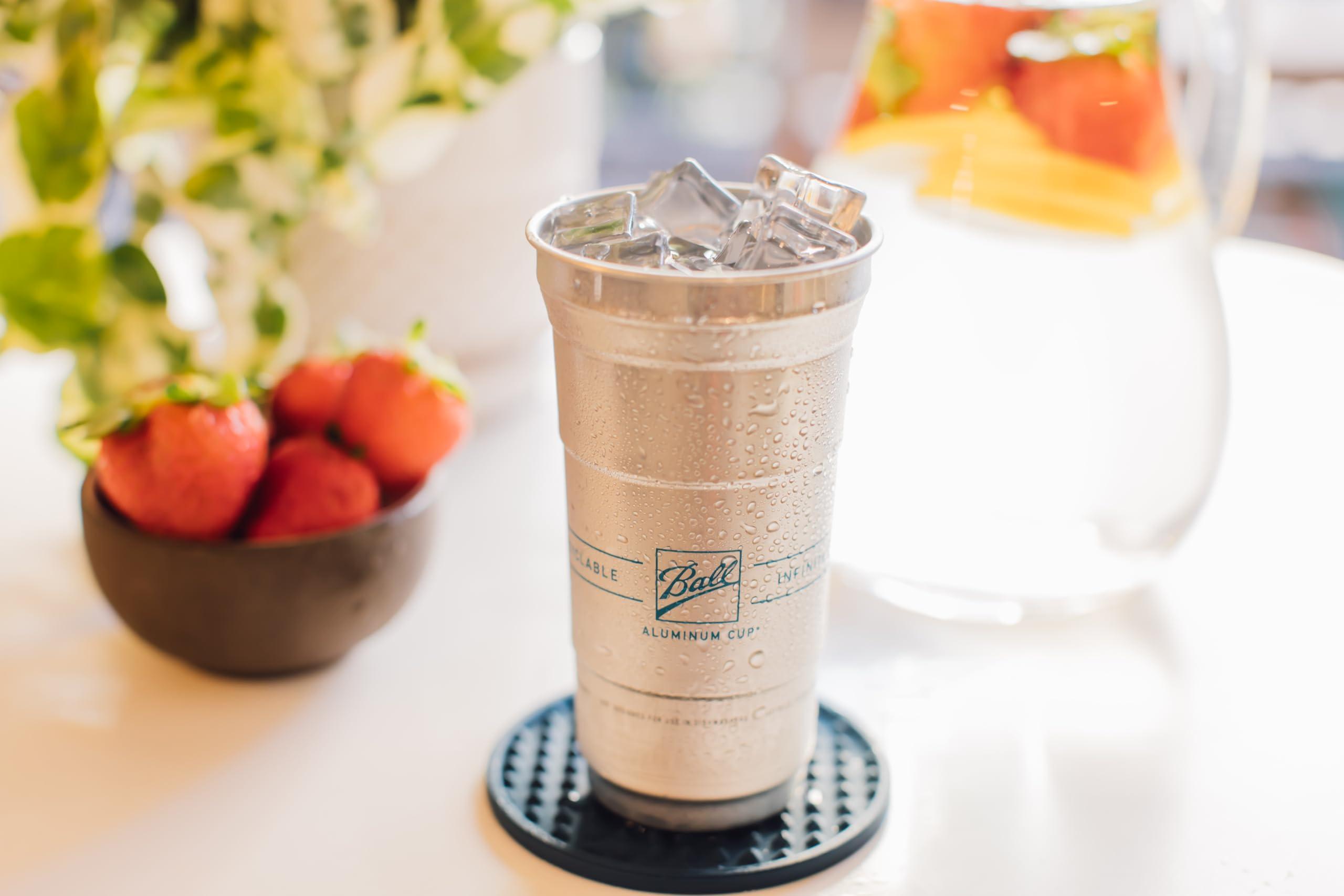 Ball Aluminum Cup Ball Aluminum Cup Recyclable Party Cups, Wholesale Bulk Pack, Ball Logo, 12 oz. Cup, 450 Cups Per Pack