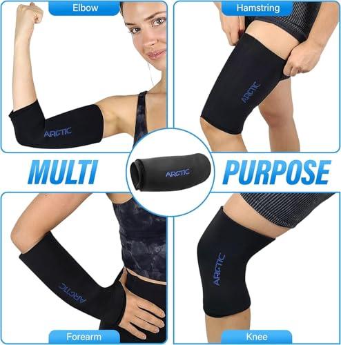 Arctic Neck Relief Cold Therapy Compression Ice Sleeve, Knee Ice Pack Wrap for Injuries, Elbow, Quad & Hamstring Relief, Flexible & Reusable Cold Wrap Recovery for Meniscus, ACL, MCL, Ice & Heat Therapy (X-Large)