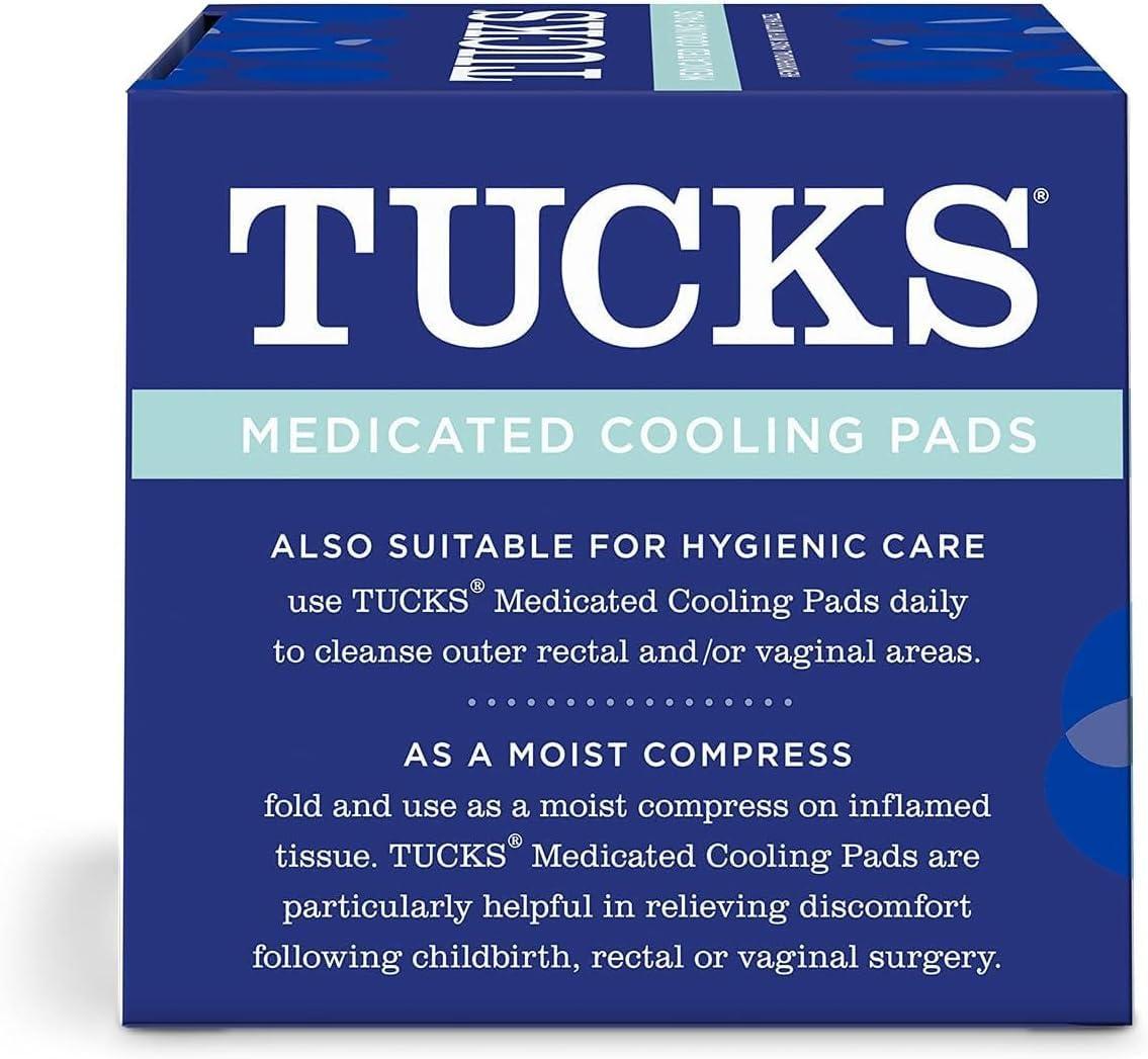 TUCKS TUCKS Medicated Cooling Pads, 100 Count Pads with Witch Hazel, Cleanses Sensitive Areas, Protects from Irritation, Hemorrhoid Treatment, Medicated Pads Used by Hospitals