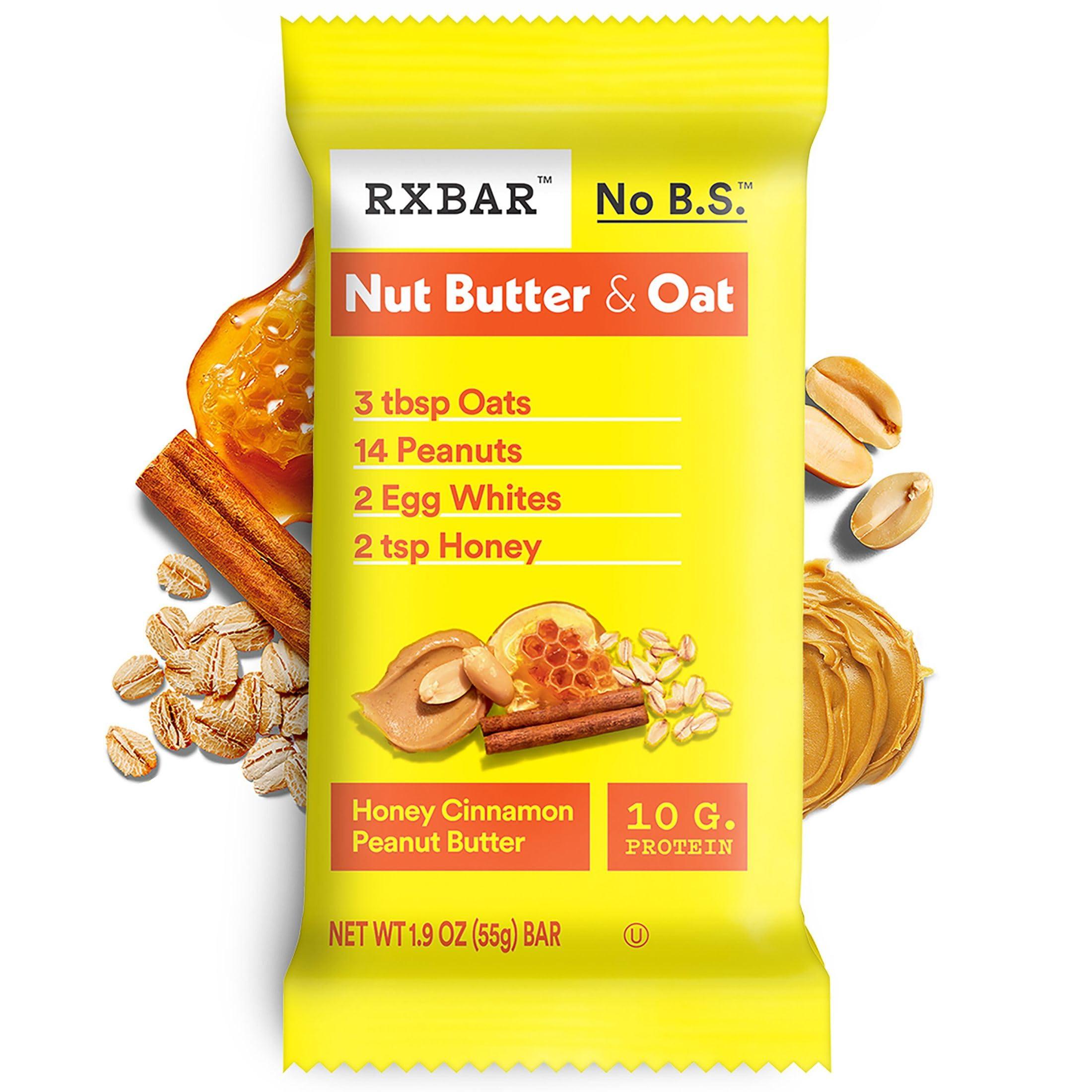 RXBAR RXBAR Nut Butter and Oat Protein Bars, Protein Snacks, Snack Bars, Honey Cinnamon Peanut Butter (6 Boxes, 30 Bars)