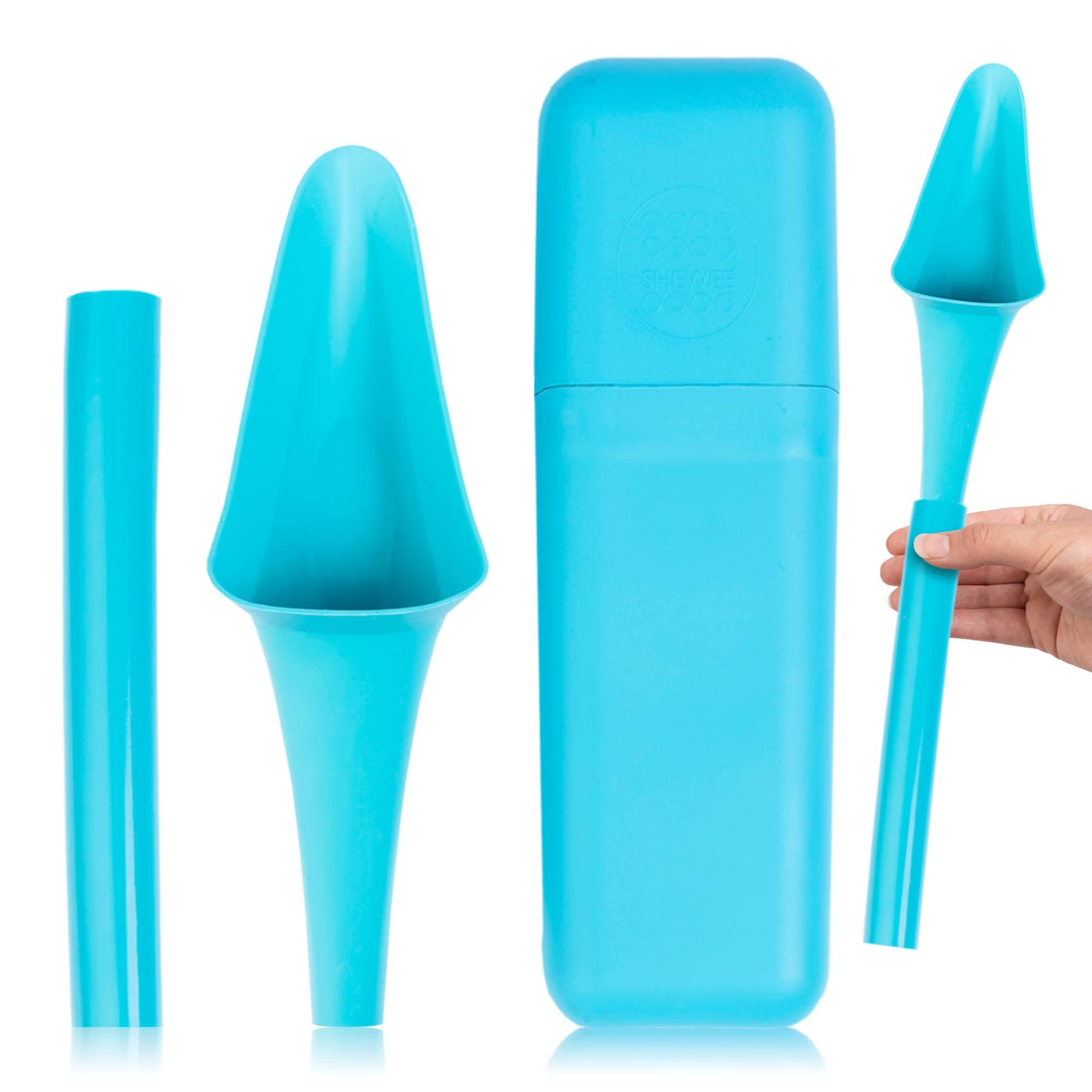 SHEWEE SHEWEE Flexi + Case Reusable Pee Funnel Flexible, Larger Version of The Original Female Urinal Since 1999! Quickly, Easily and Discreetly, Wee Standing Up. Comes with Pipe and Case Aqua