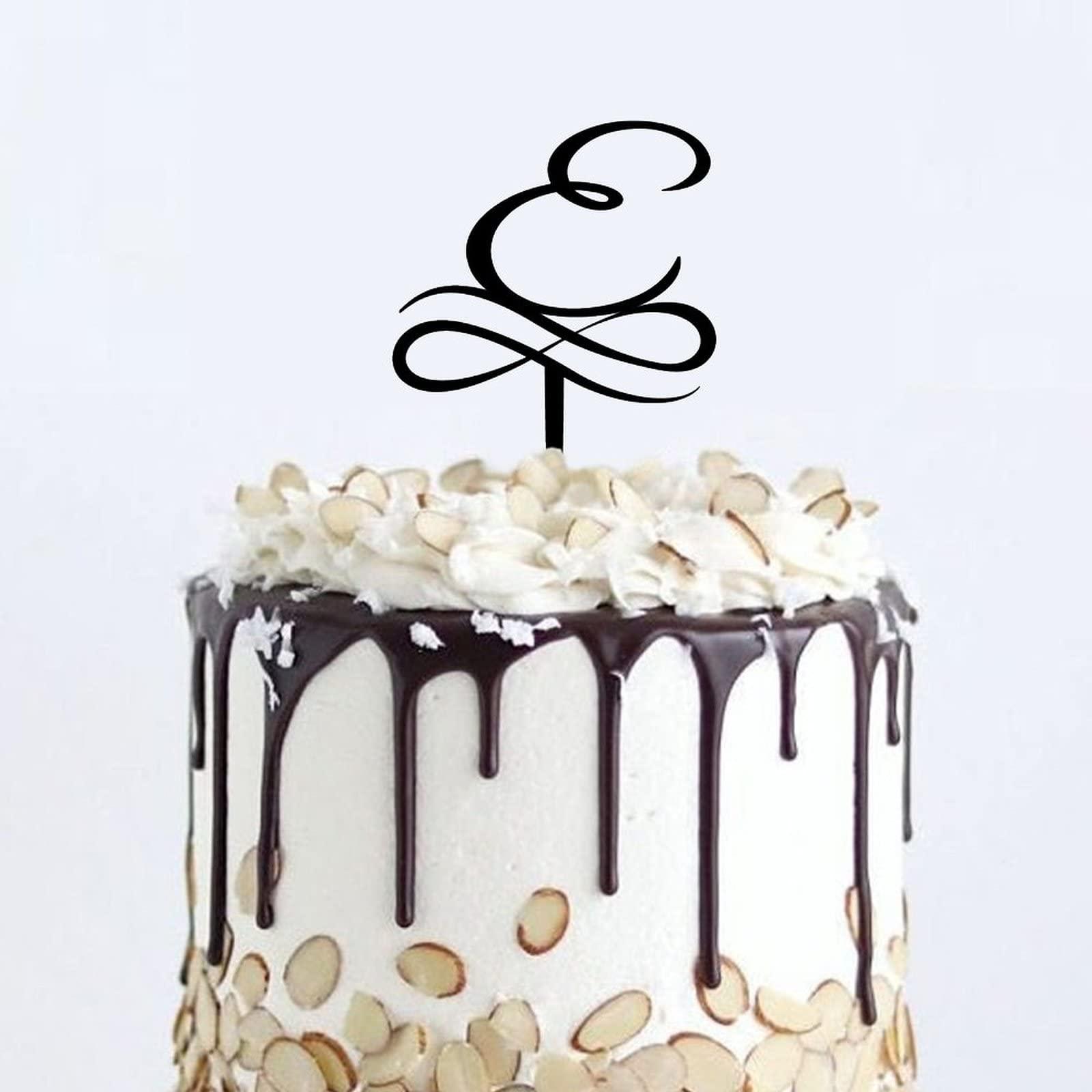 PENGEPENGE Letter D Shaped Cake Topper Acrylic Cake Topping Birthday Party Cake Decorations Double Sided Black 6inch