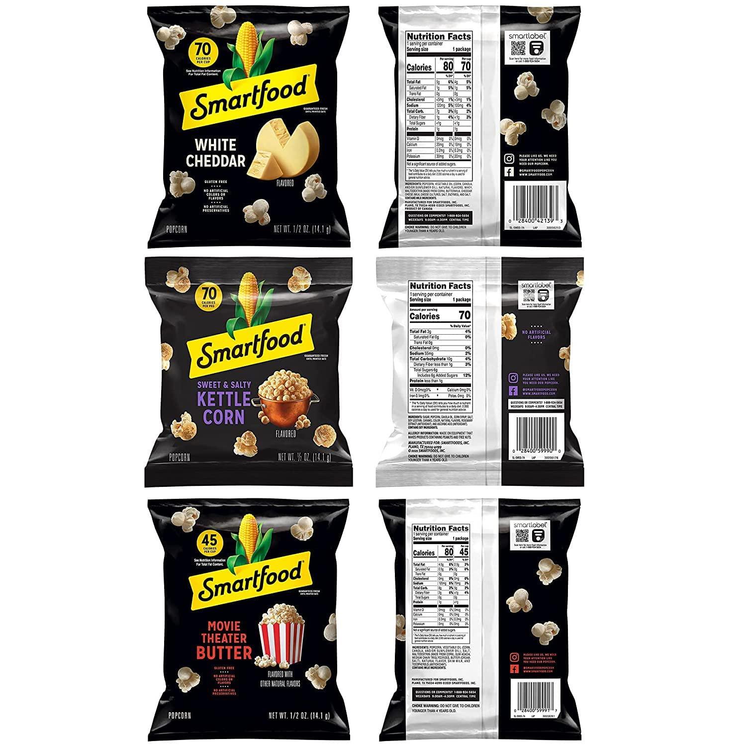 Smartfood Smartfood Popcorn, Variety Pack, 0.5 Ounce (Pack of 18)