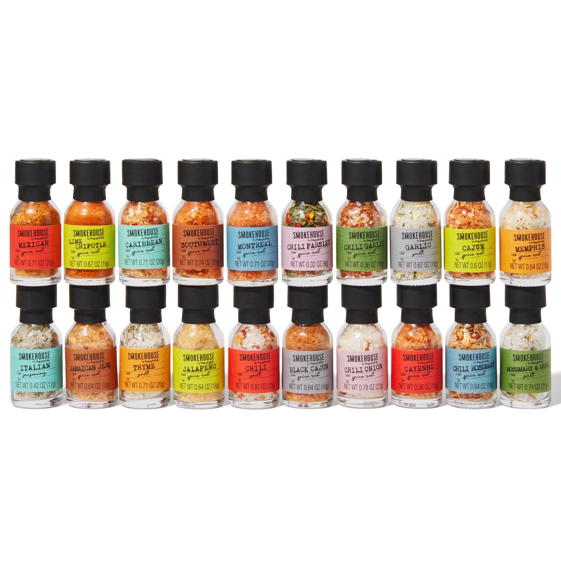 Thoughtfully Smokehouse by Thoughtfully Ultimate Grilling Spice Set, Grill Seasoning Gift Set Flavors Include Chili Garlic, Rosemary and Herb, Lime Chipotle, Cajun Seasoning and More, Pack of 20
