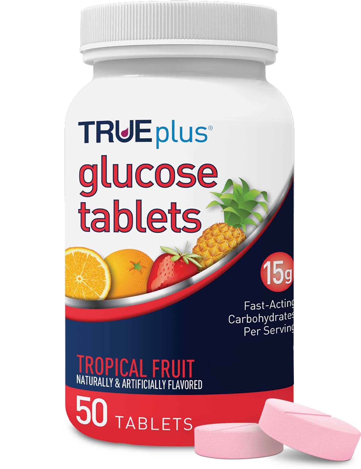 TRUEplus TRUEplus Glucose Tablets, Tropical Fruit Flavor - 50ct Bottle (6)