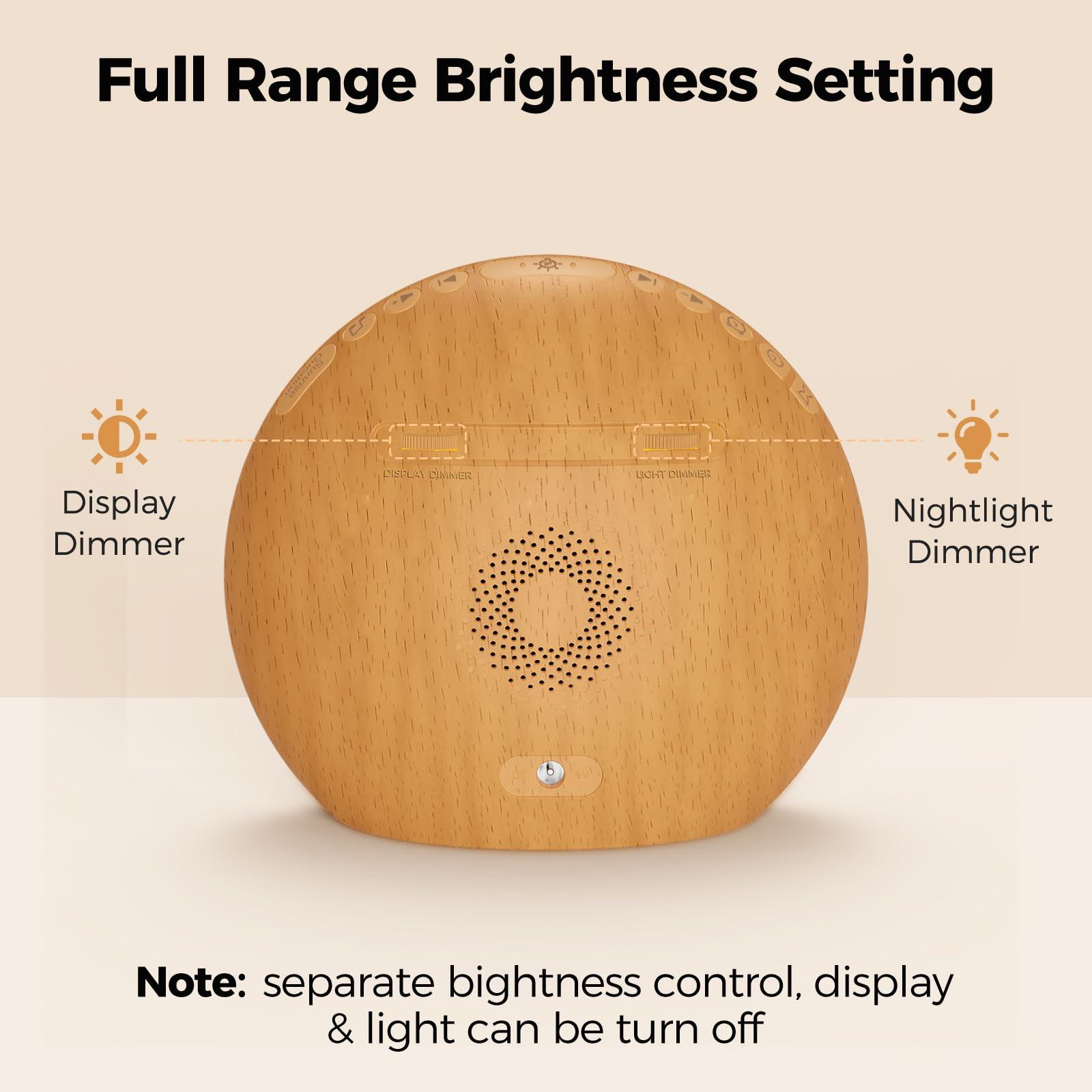 HOUSBAY HOUSBAY White Noise Machine Sunrise Alarm Clock, Wake Up Light, Dimmable Night Light, 26 Natural Sounds, Gentle Wake up & Sound Machine for Sleeping, Adults, Kids, Baby-Wooden