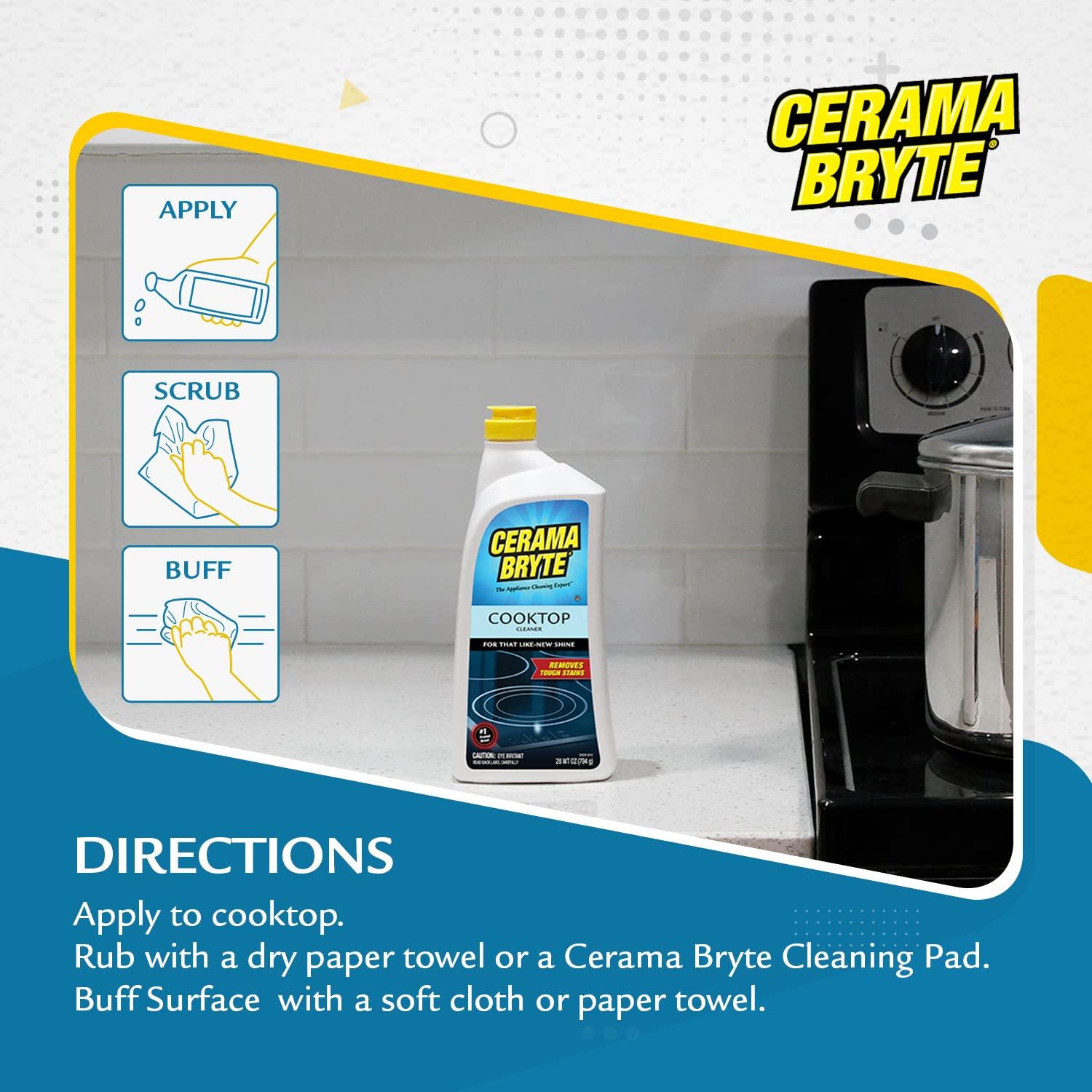 Cerama Bryte Cerama Bryte Stainless Steel Polish & Removes Tough Stains Cooktop and Stove Top Cleaner for Glass - Ceramic Surfaces, 16 & 18 Ounces, 3-18 oz + SS