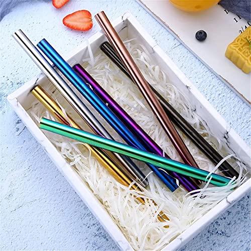 NiceCaTeLe Reusable Metal Boba Straws & Smoothie Straws 50Pack.NiceCaTeLe 0.5" Wide Blue Jumbo Stainless Steel Fat Straws in Bulk for Bubble Tea/Tapioca Pearl, Milkshakes, Smoothies, Jumbo Drinks (Blue)