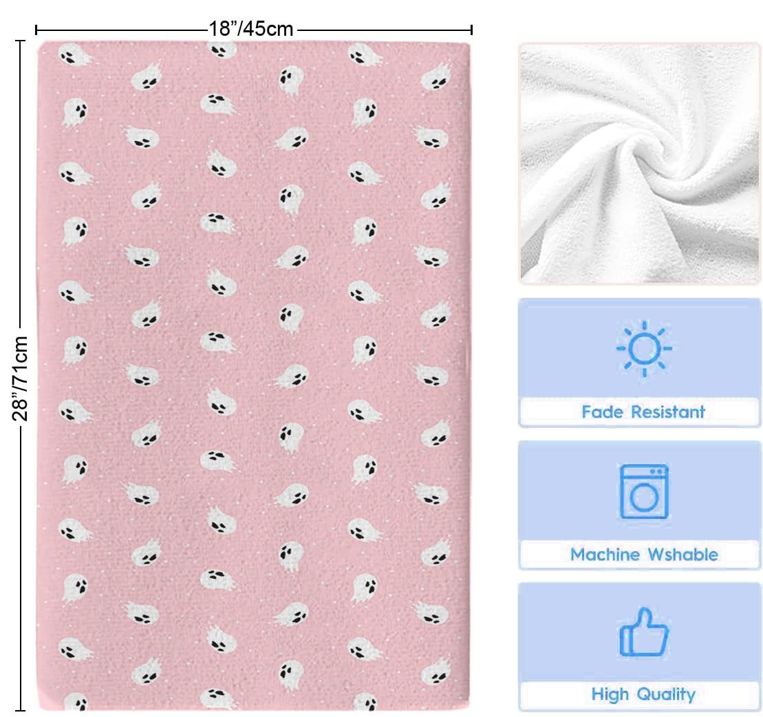 YESOF66 YESOF66 Microfiber Kitchen Dish Cloths, Soft Absorbent Dish Towels Halloween Ghost Texture Pink Reusable Cleaning Cloths Dish Cloth Quick Drying Washable Decorative Tea Towels Hand Towels 2 Pack