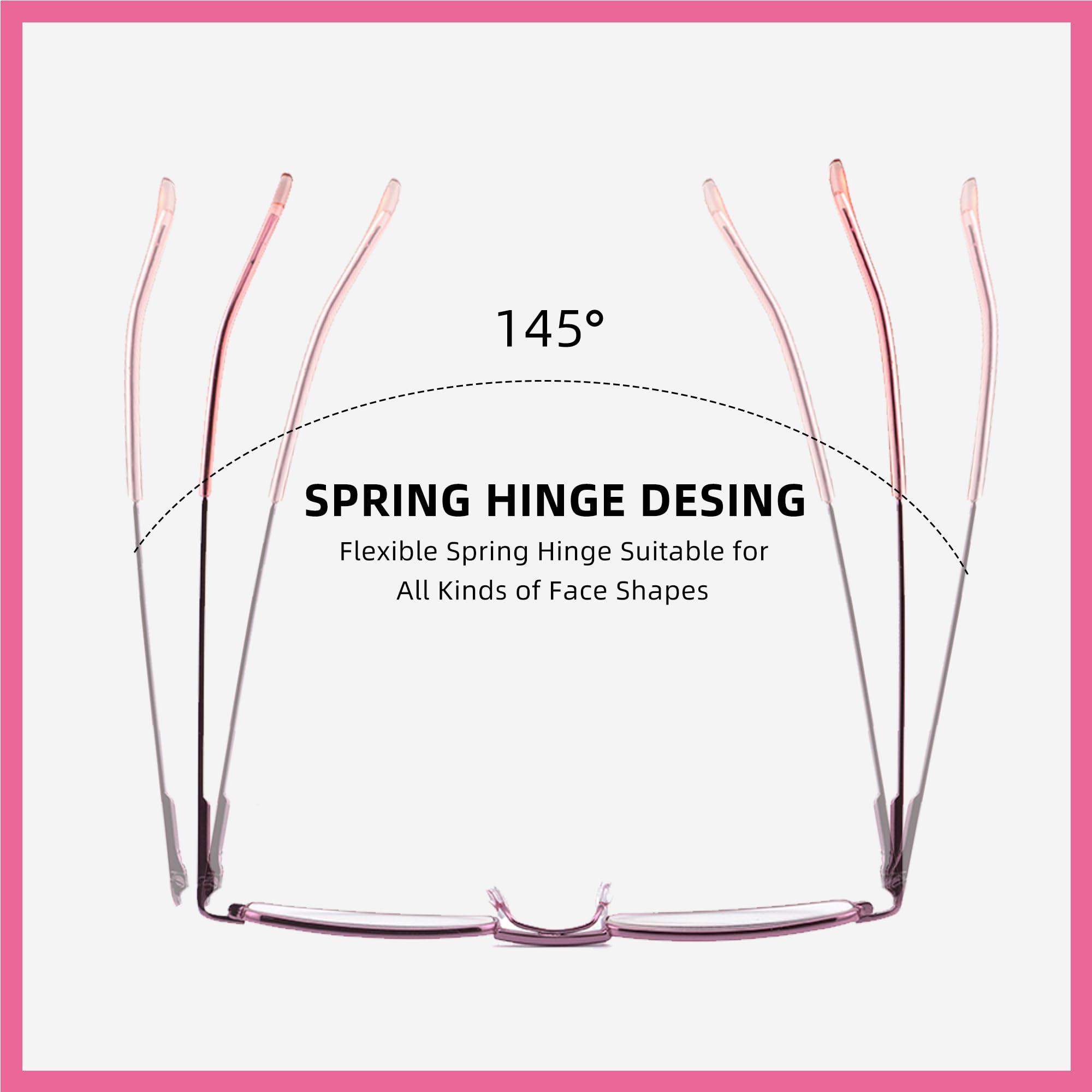 SOPHILY SOPHILY 3 Pack Slim Pocket Reading Glasses for Men Women Blue Light Blocking Compact Readers Spring Hinge Metal Frame Eyeglasses with Portable Pen Clip Tube Case (Red Pink Purple,1.25)