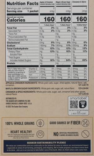 Quaker Quaker Instant Oatmeal, 4 Flavor Variety Pack, 1.51oz Packets (8 Pack)