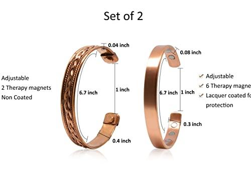 Coppervast Set of 5 Copper Bracelets for Women & Men | Powerful Magnets Effective and Natural Relief