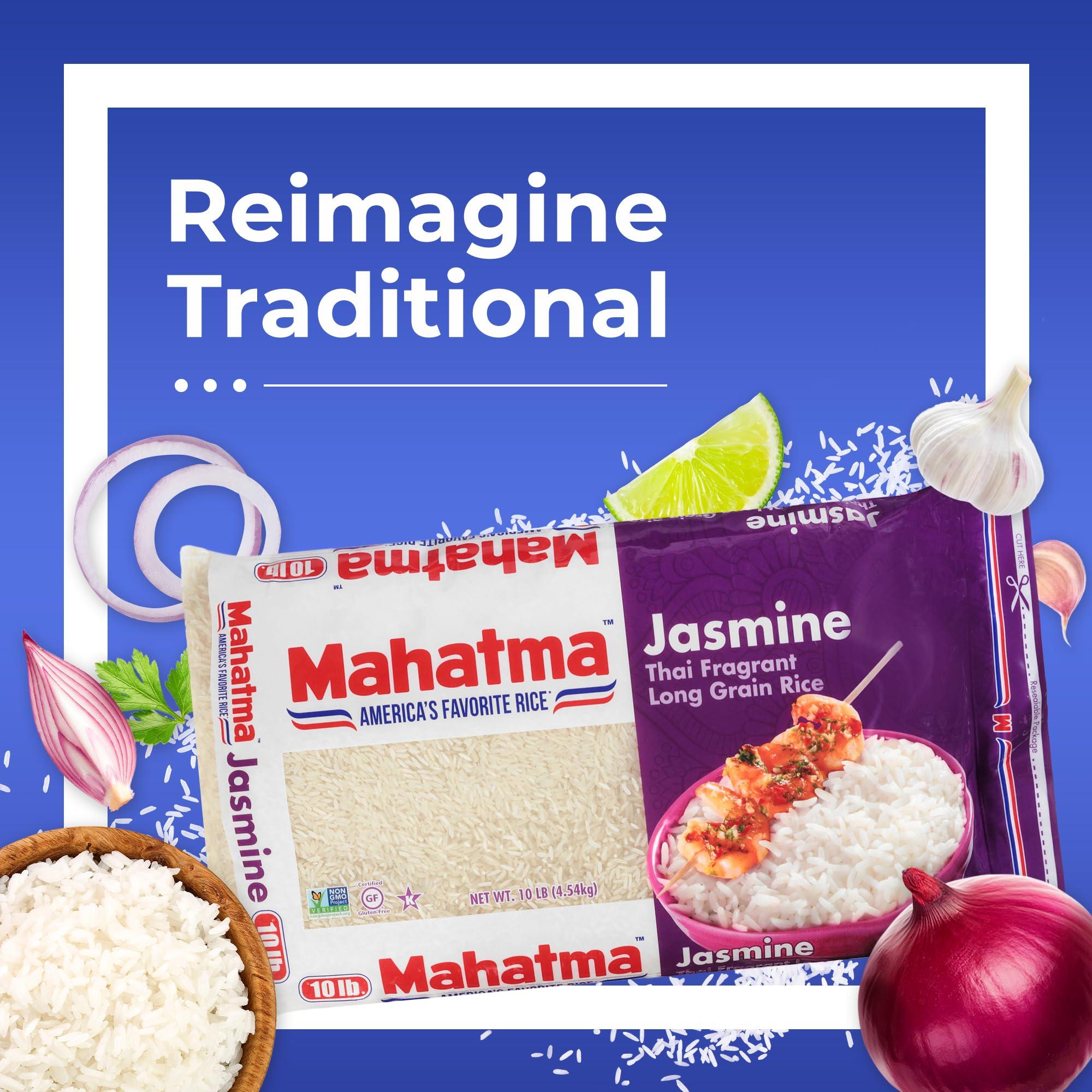 Mahatma Mahatma Jasmine Rice, 160-Ounce Bag of Rice, Thai, Indian, or Cambodian Fragrant Flavored Rice, Stovetop or Microwave Rice