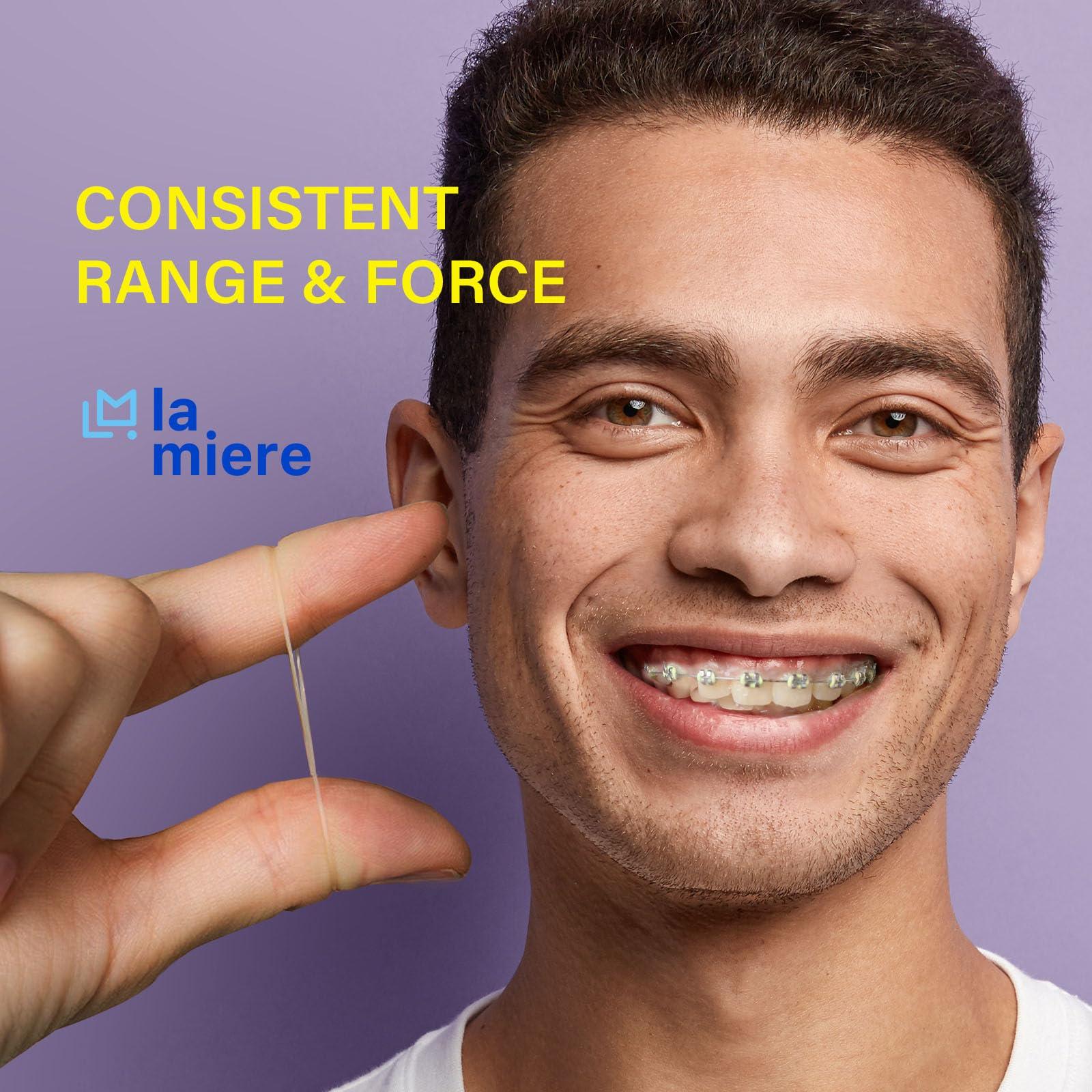 LA MIERE 100 Pack Orthodontic Elastics Dental Rubber Bands Intraoral Elastic Bands Black Rabbit (Light, 3.5 Oz, 3/16\'\')