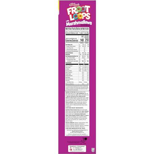 Froot Loops Froot Loops Breakfast Cereal with Marshmallows, Fruit Flavored, Breakfast Snacks, Family Size, Original with Marshmallows, 17.7oz Box