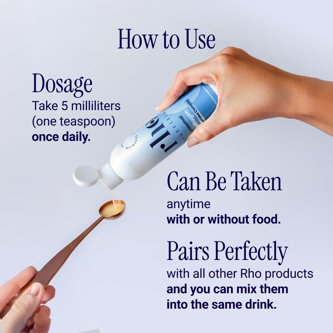 Rho Nutrition Rho Nutrition Liposomal Collagen Peptides - High-Absorption Liquid Collagen Supplement - Supports Skin Elasticity, Joint Health, and Overall Vitality for Healthy Aging, 5 fl oz