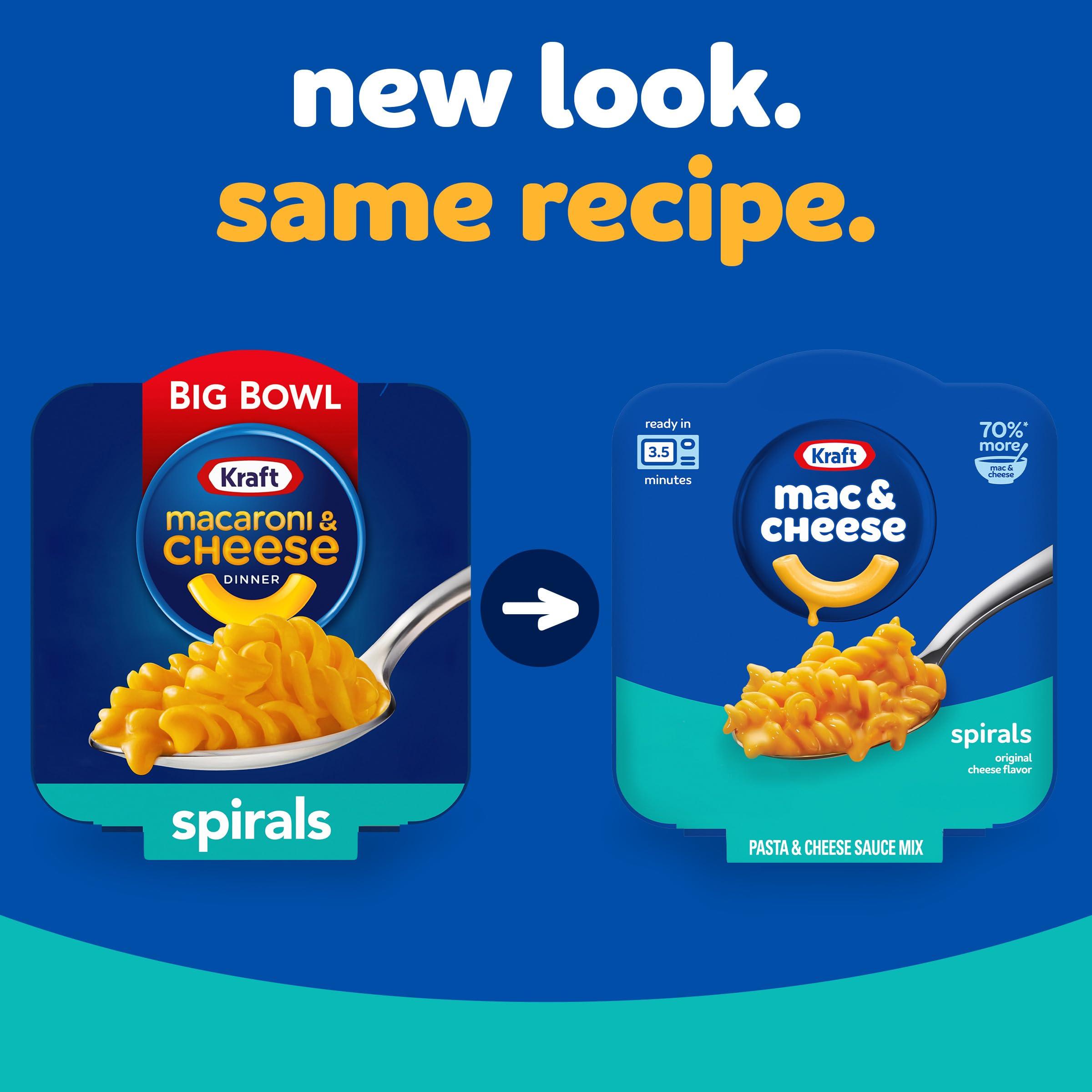 Kraft Kraft Spirals Original Mac & Cheese Macaroni and Cheese Dinner Big Bowl Dinner, 3.5 oz Tray