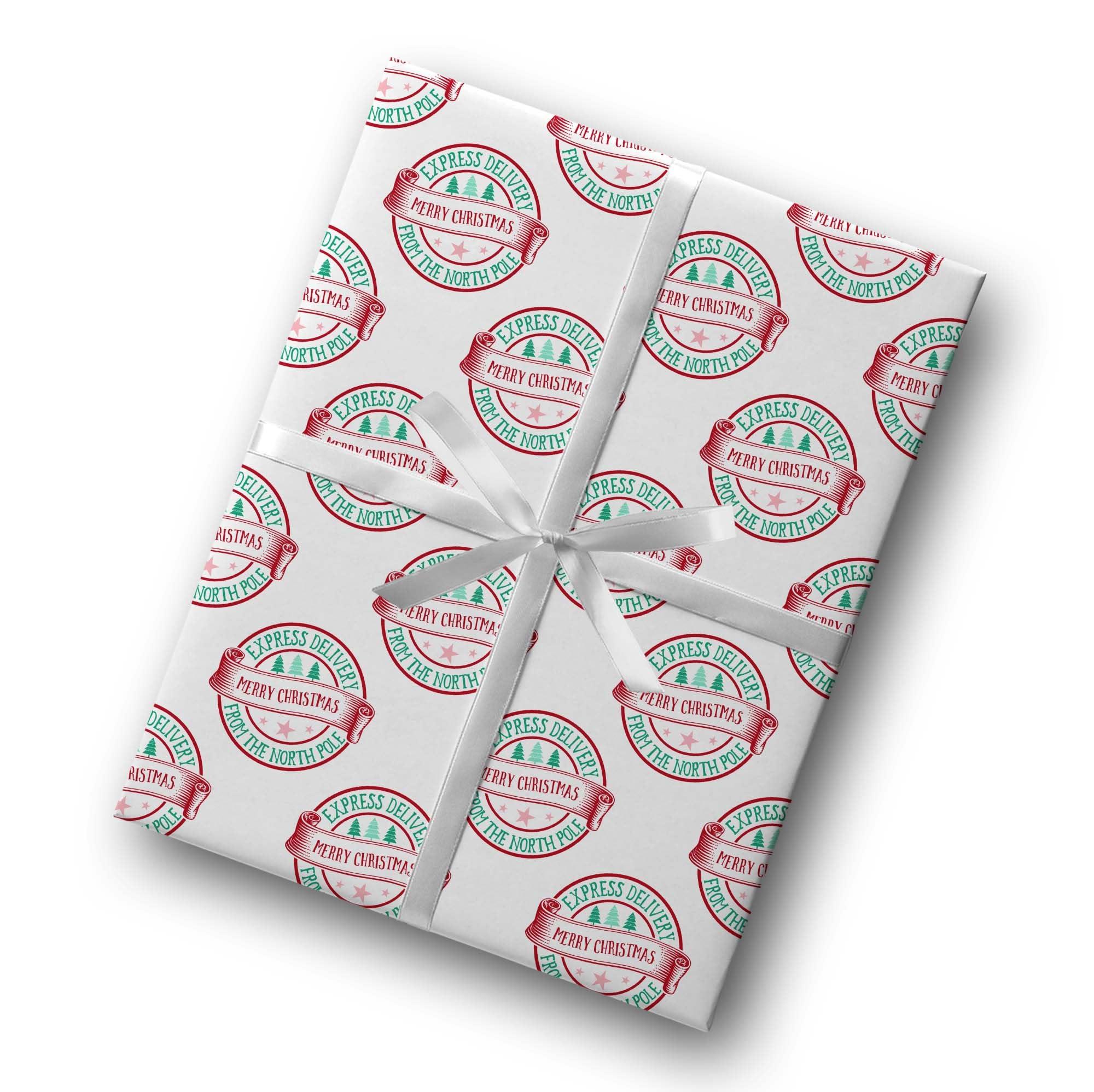 Giftini North Pole Theme Thick Christmas Wrapping Paper for Kids, Special Delivery Xmas Gift Wrap, Santa Holiday Theme for Teen Tween (12 foot x 30 inch roll)