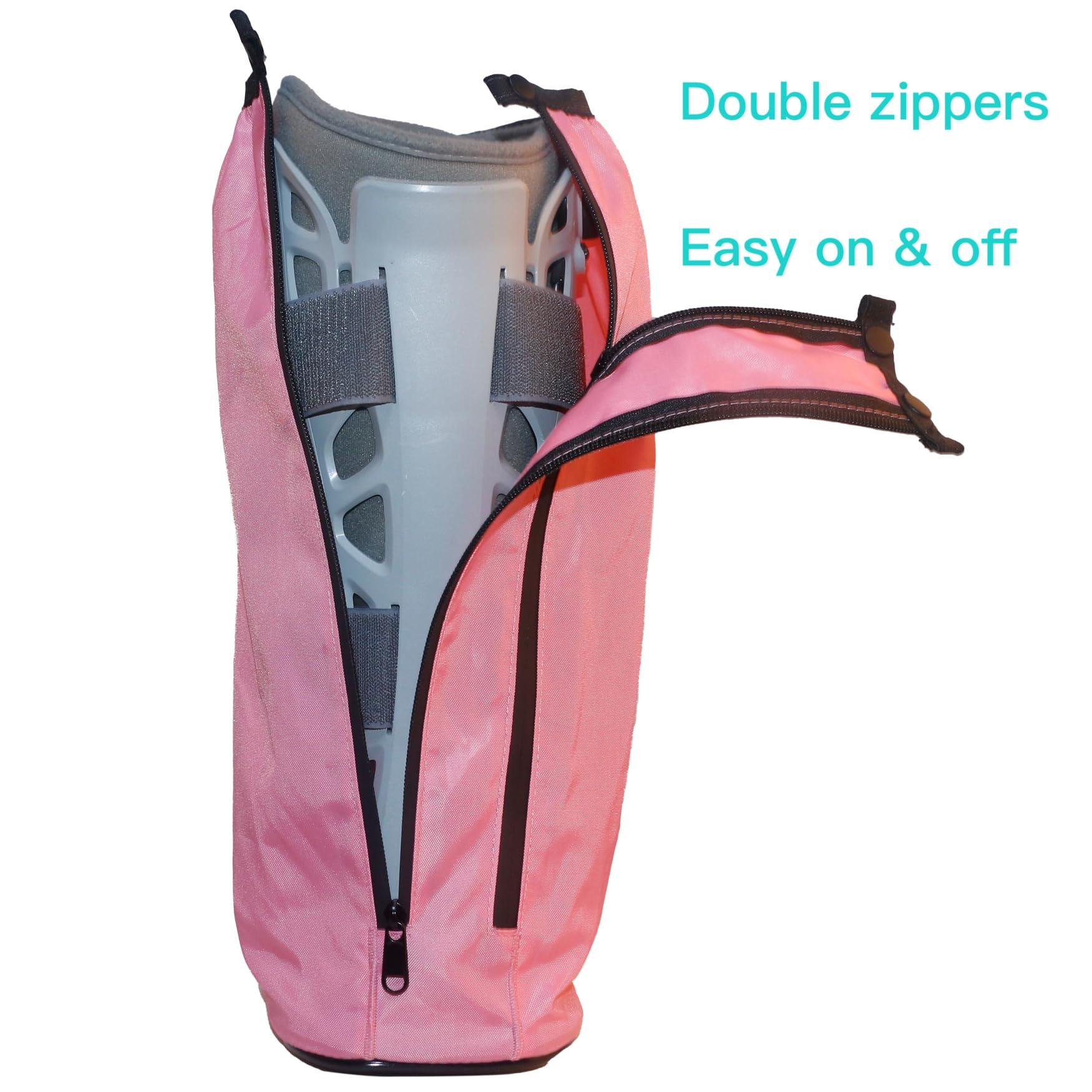 ARUNNERS ARUNNERS Walking Boot Cover for Medical Brace Orthopedic Fracture Cast with Integrative Slip-Resistant Rubber Sole (Pink, Tall, Large)