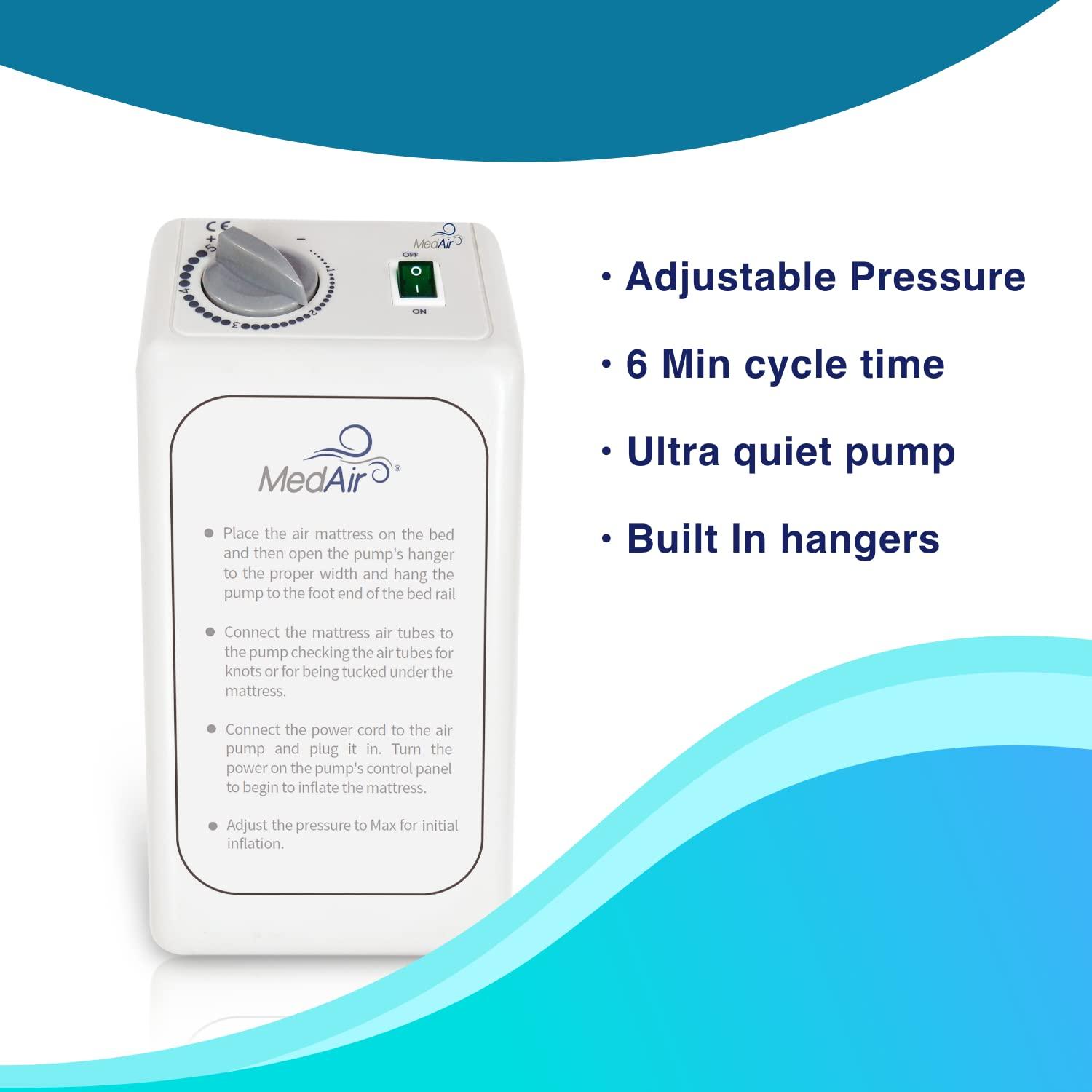 MedVance MedVance Comfort Alternating Air Pressure Mattress Pad with Ultra Quiet Alternating Pump (Mattress & Pump only) | Pressure Sore/Ulcer Prevention and Relief | Use on Medical, Hospital, or Standard Bed