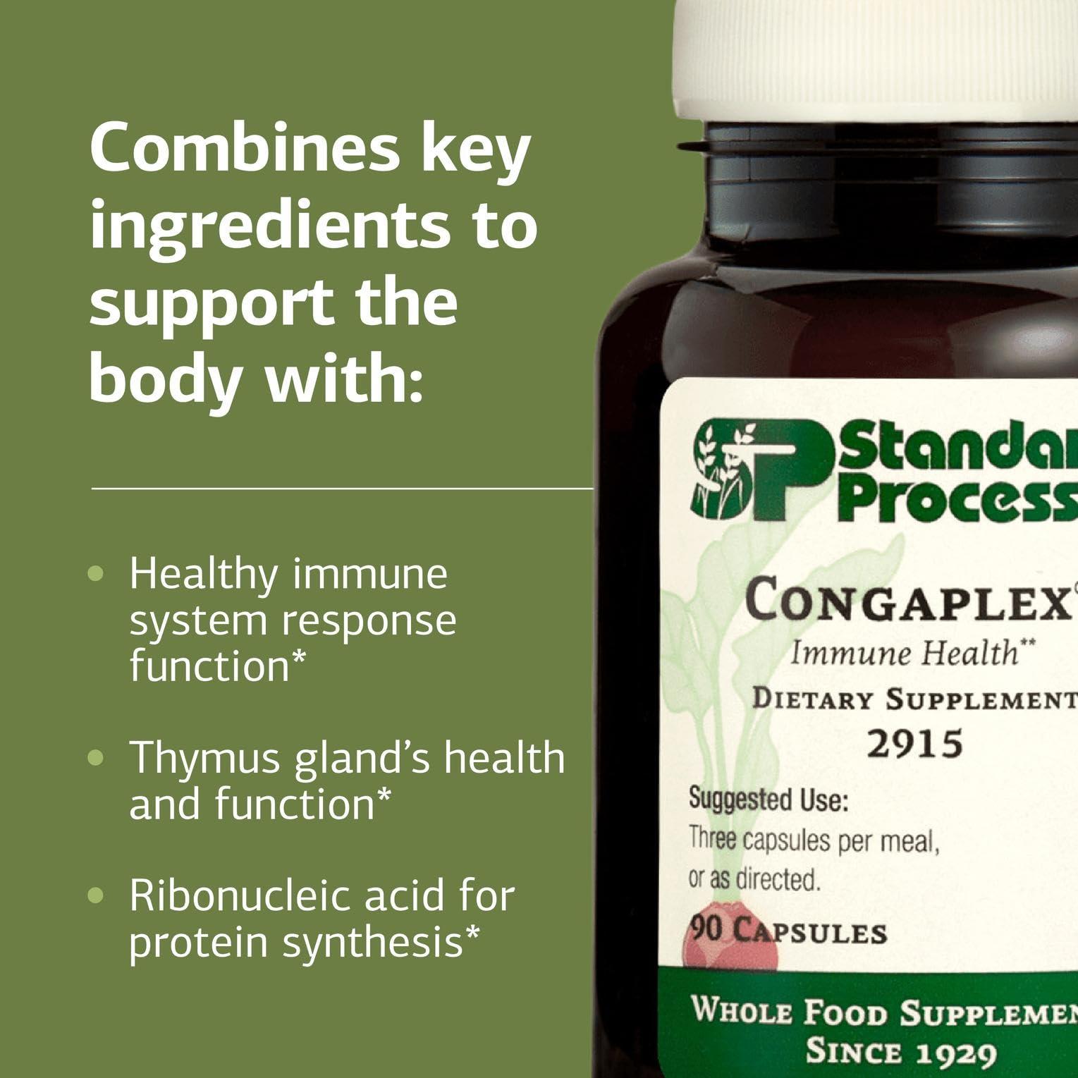 Standard Process Inc. Standard Process Congaplex - Thymus Gland Support Supplement - Support Immune Health with Calcium Lactate, Magnesium, Vitamin C & Vitamin A - Immune System Aid with Mushroom Powder - 90 Capsules