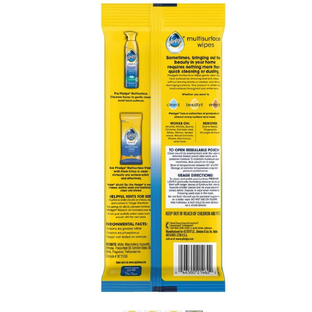 Pledge Pledge Multisurface Wipes, Fresh Citrus, 25-Count (Pack of 3)
