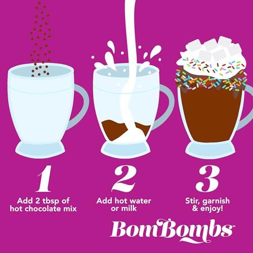 Thoughtfully BomBombs, Hot Chocolate Mix Gift Set in Mini Bottles, Flavors Include Rocky Road, Pumpkin Pie, Chocolate Cherry, Peppermint Swirl, Salted Caramel Donut & More, Sampler Set of 16