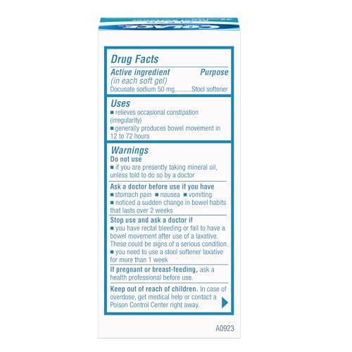 Colace Colace Clear Stool Softener Soft Gel Capsules Constipation Relief 50mg Docusate Sodium Doctor Recommended 42ct (Pack of 2)