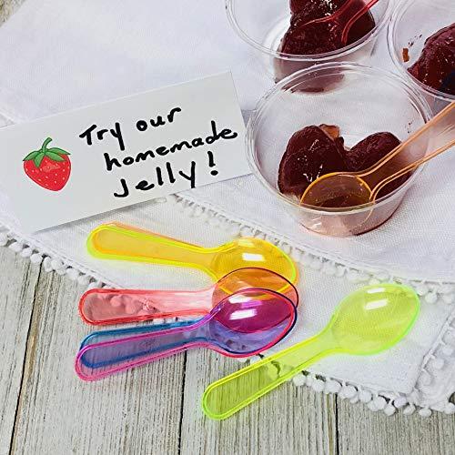 Outside the Box Papers Mini Taster Spoons - Clear Plastic - Blue, Pink, Green, Yellow, Orange - 150 Pack by Outside the Box Papers