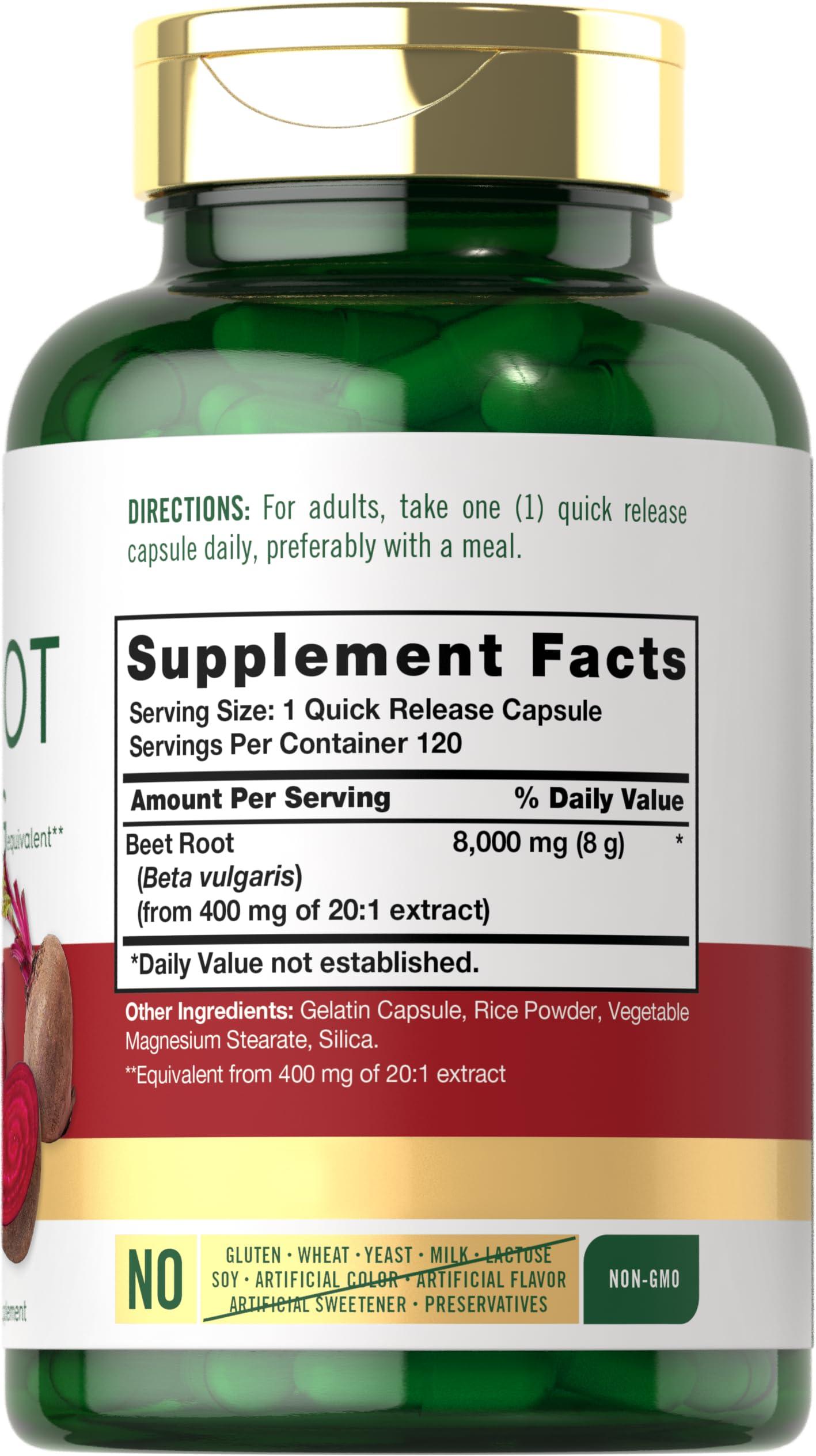 Carlyle Carlyle Beet Root Capsules | 8000 mg | 120 Count | Non-GMO and Gluten Free Supplement