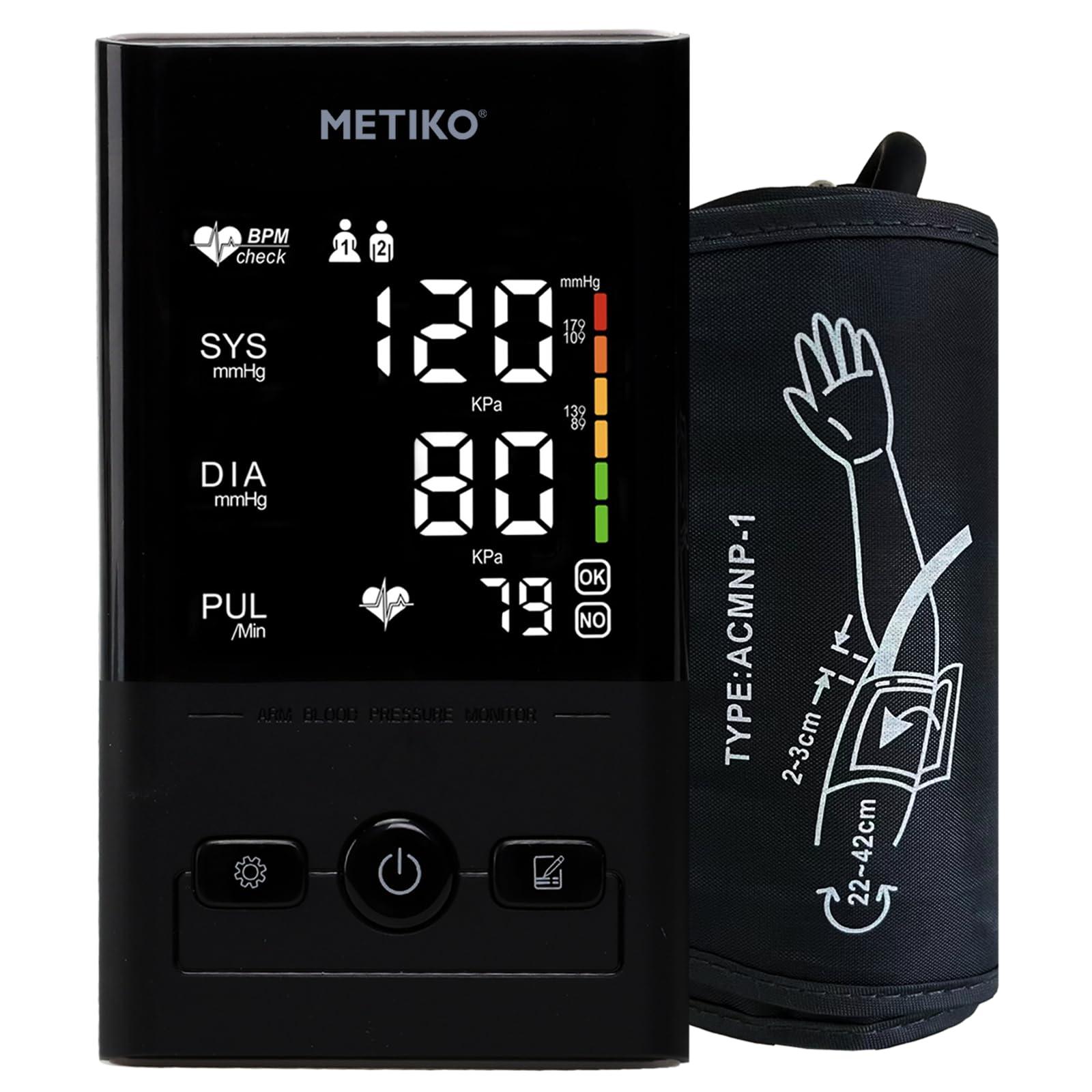 METIKO Blood Pressure Monitor Upper Arm, FSA HSA Digital Blood Pressure Machine for Home Use with Backlit LED Display, Portable BP Machine (Voice Broadcast) Large Adjustable Cuff 8.7\"-16.5\", 2x99 Readings