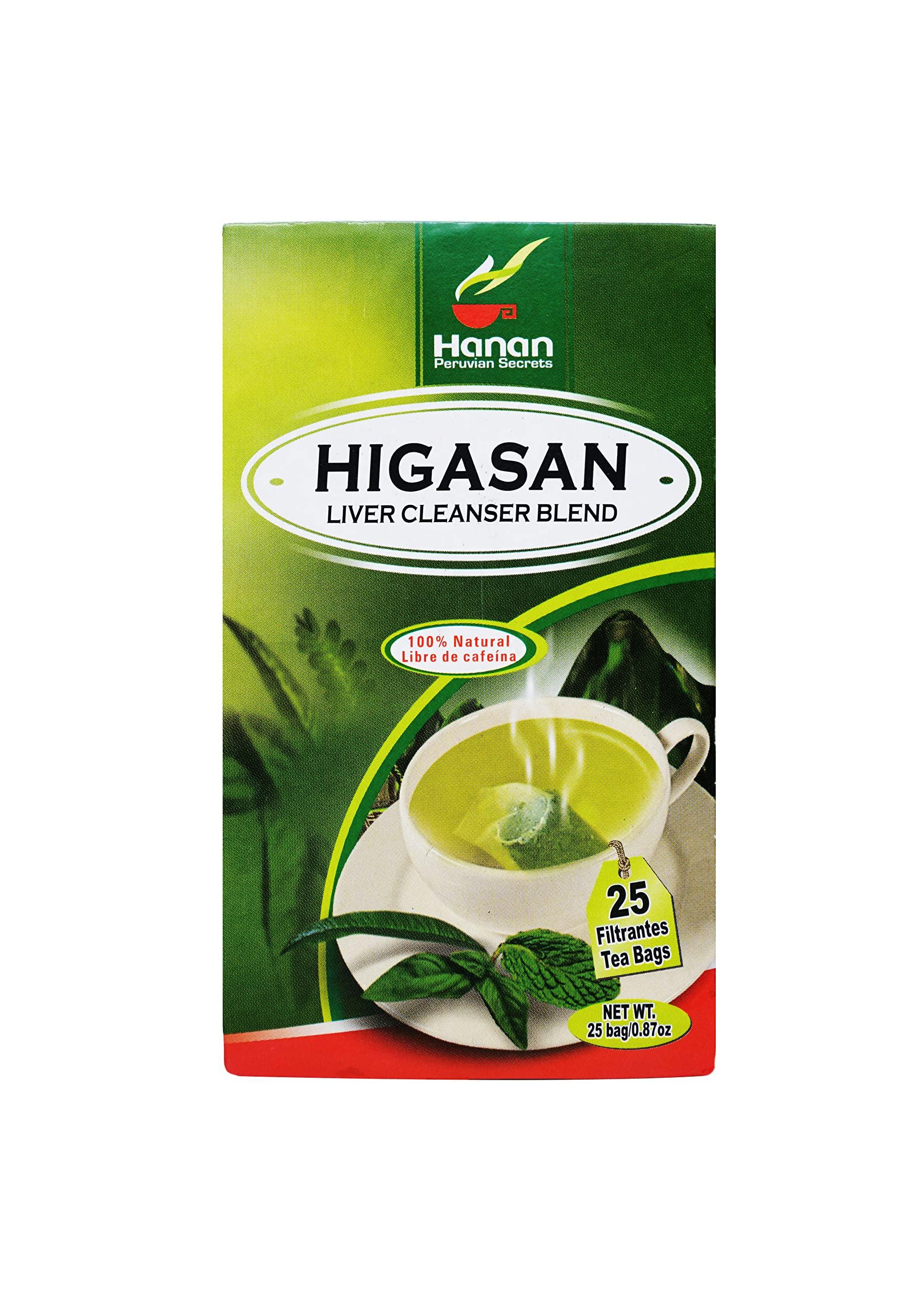 HANAN PERUVIAN SECRETS Hanan Peruvian Secrets Higasan Herbal Tea | 100% Natural Liver Cleanser | 25 Tea Bags | Naturally Aids in Cleansing the Liver and Maintaining Healthy Cholesterol Levels (12 Pack)