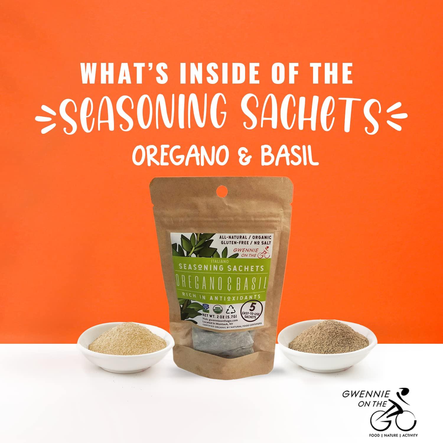 Gwennie on the GO Gwennie on the GO – Seasoning Sachets | Oregano & Basil | Certified Organic | Gluten- Free | Resealable Pouch | Seasoning Mix Packets for Soups & Sauces | 2 Pack | 2oz