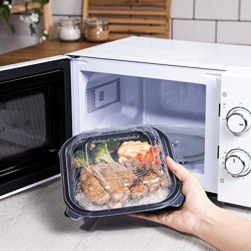 Karat Karat Premium PP Hinged Container, Take Out Food Containers - Case (8\"x8\", 3 compartments)