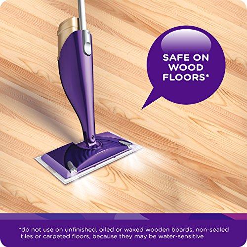 Swiffer Swiffer Wetjet Wood Floor Spray Mop Starter Kit Power Mop 5 Mopping Pads Floor Cleaner Liquid Solution, Purple, 1 Count