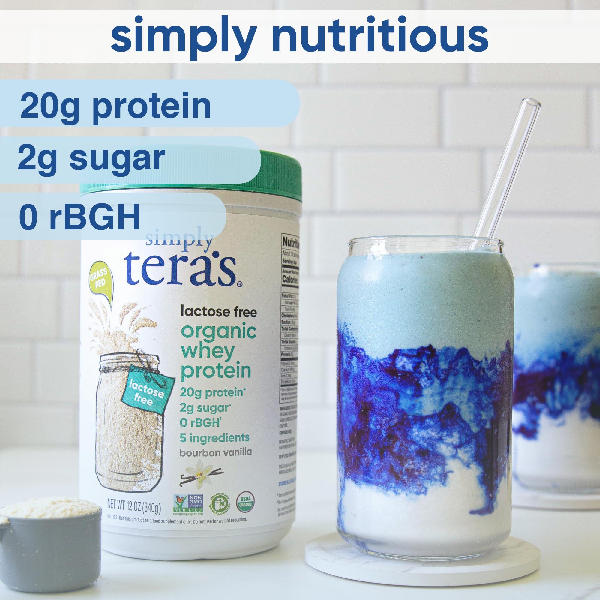 simply tera\'s simply tera\'s Lactose Free Organic Whey Protein - Lactose Free Protein Powder, Vanilla Protein Powder with 20g of Protein Per Serving, Non-GMO, Gluten-Free, rBGH-Free, Kosher - 12 Oz