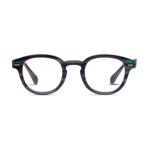 Peepers by PeeperSpecs Peepers by PeeperSpecs Men\'s Headliner Round Reading Glasses, Teal Horn, 1.75
