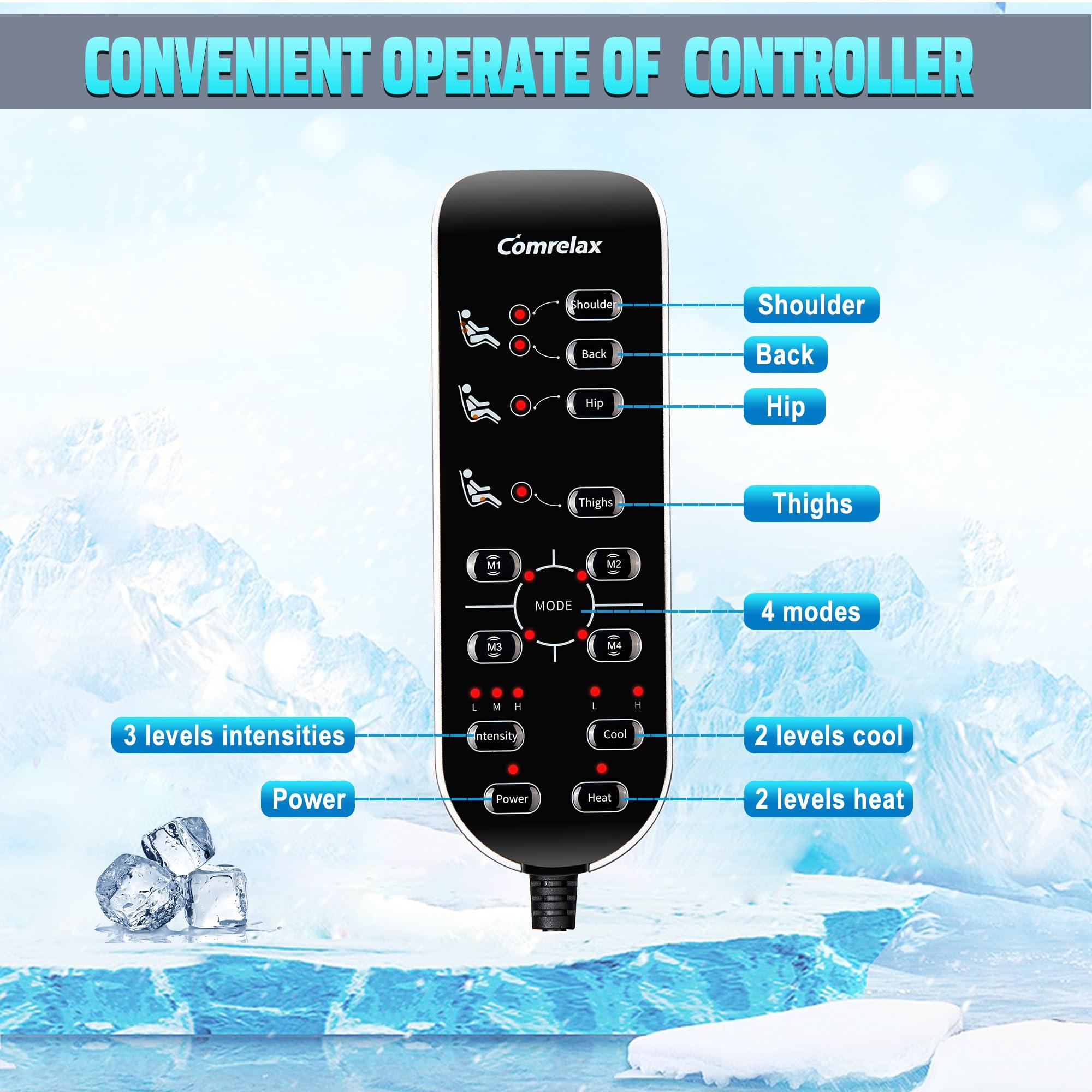 comrelax comrelax Massage Seat Cushion with Heat, Back Massager for Chair, Chair Massager for Full Body Massage, Deep Tissue Vibration Massager with 2 Adapters, Gifts for Dad Mom