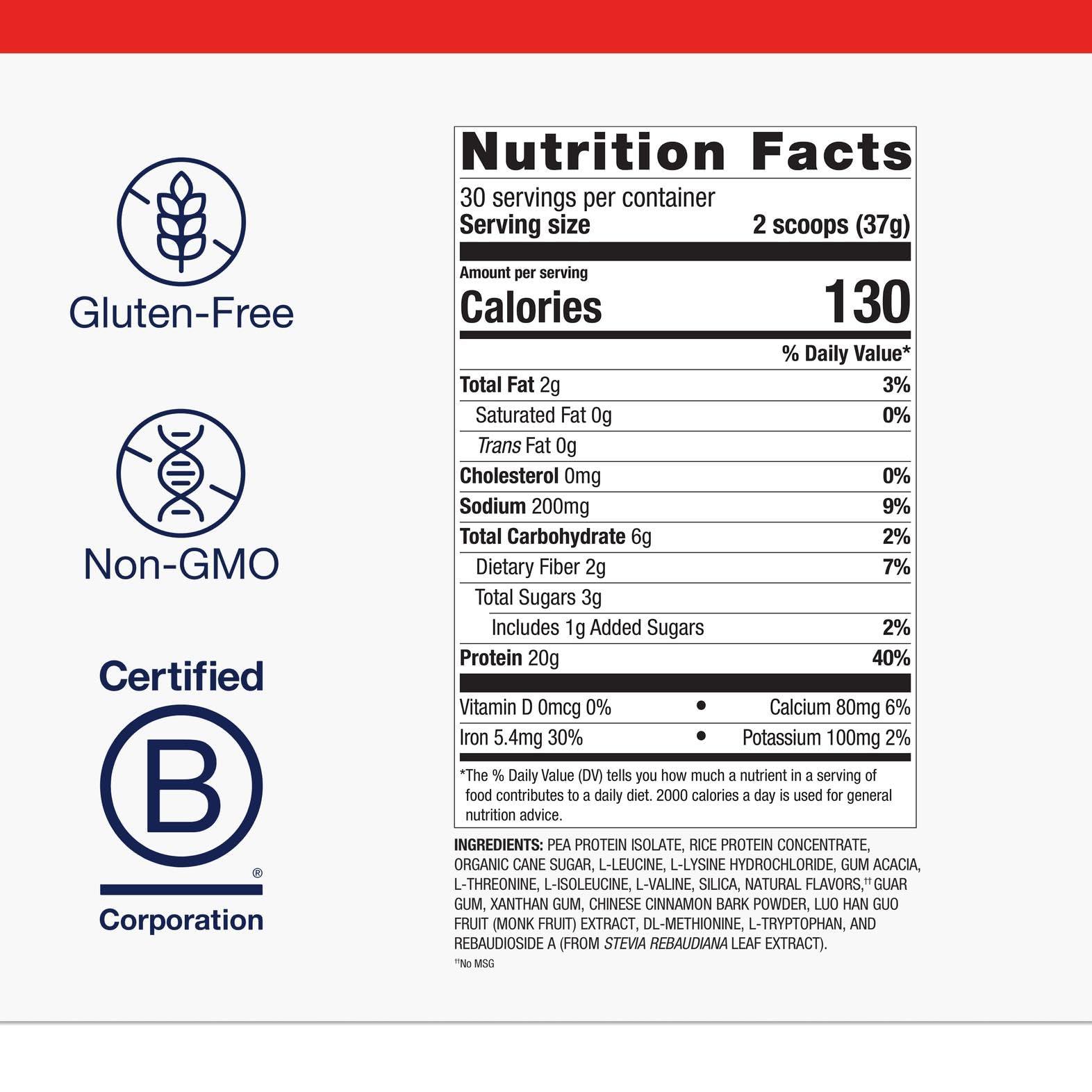 Metagenics Metagenics Perfect Protein Pea & Rice - Featuring OptiProtein, a Balanced Combination of Proprietary Pea and Rice Protein with Added BCAAs - Vanilla Flavor - 30 Servings - 39.15 Oz