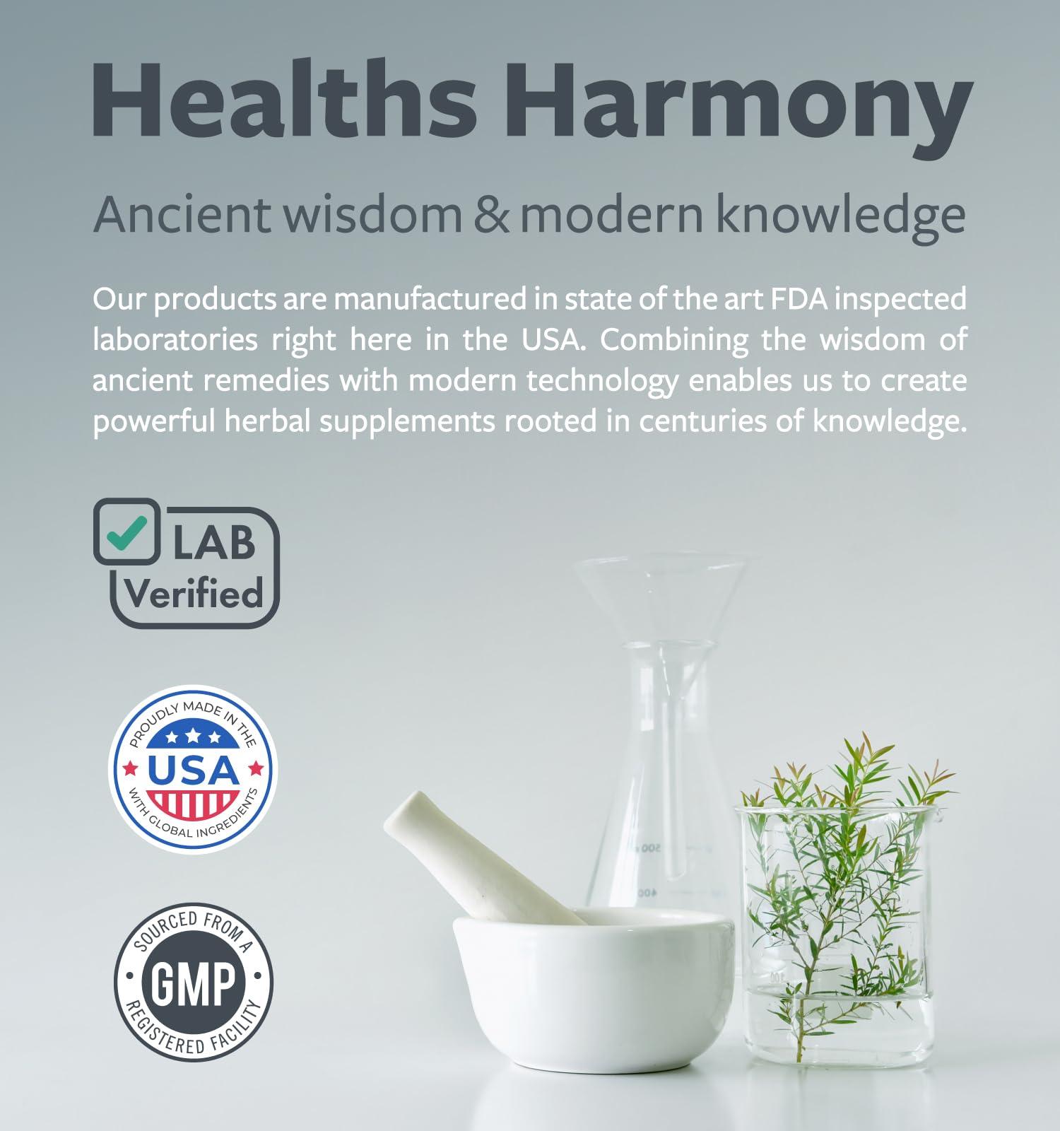 Healths Harmony Thyroid Support with Iodine - 120 Capsules (Non-GMO) Improve Your Energy - Ashwagandha Root, Zinc, Selenium, Vitamin B12 Complex - Thyroid Health Supplement for Women and for Men - 60 Day Supply