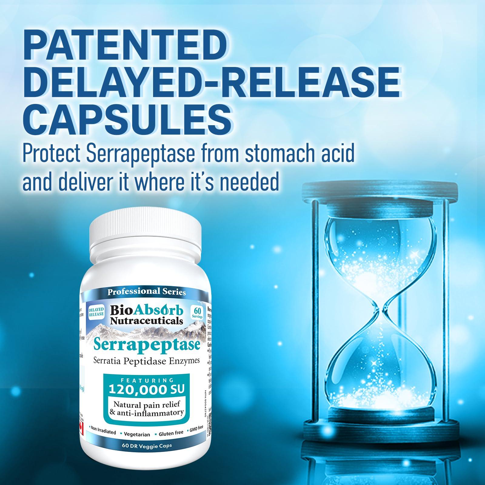 Bio Absorb Nutraceuticals Bio Absorb Nattokinase Supplement 180 Caps - Serrapeptase Enzyme 60 Caps Bundle