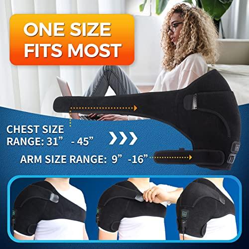 CREATRILL Heated Shoulder Wrap, 3 Heat Settings, Heating Pad Support Brace for Rotator Cuff