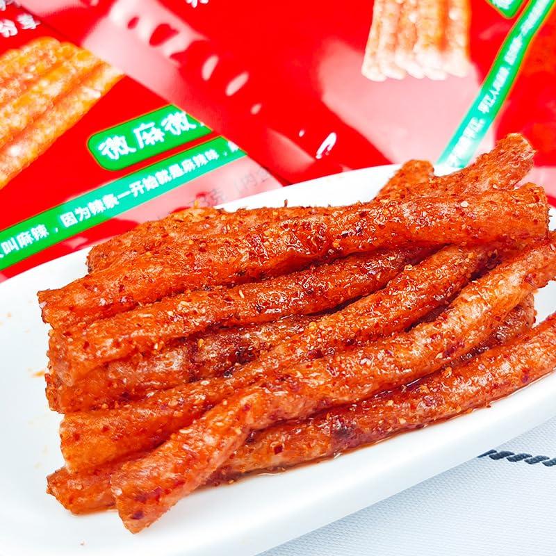 ZAOIAN Handmade Hunan latiao, super spicy noodles series, Nostalgia Spicy Strips Spicy Stick Small Gluten, Sweet Spicy Flavor Instant Snack, Chinese Specialties Snack, snack gift pack (Slightly Spicy,1 bag)