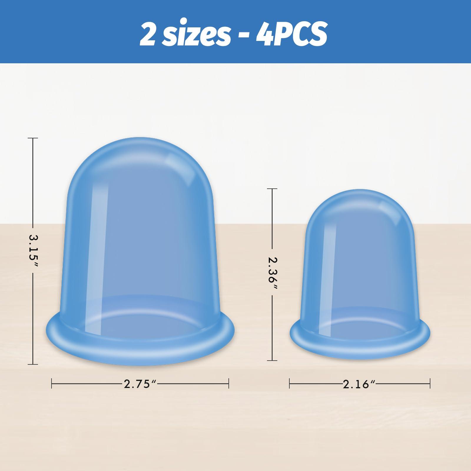 ELERA ELERA Silicone Cupping Therapy Sets, Cellulite Reduction Vacuum Cup - Cupping Kit for Massage Therapy (4 Cups)