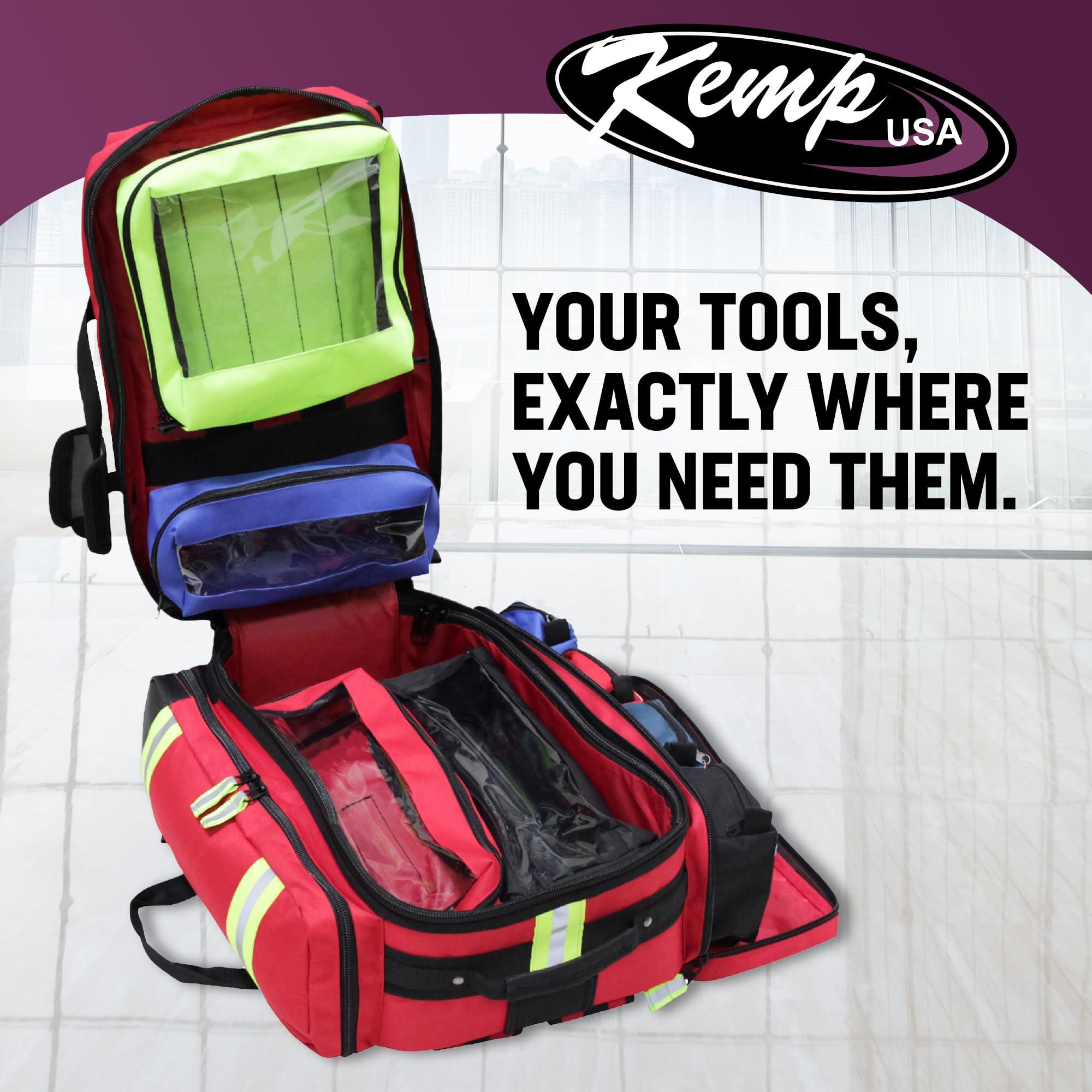 Kemp USA Kemp USA Ultimate EMS Backpack - EMT Bag | Emergency Backpack with a strap for D Oxygen Cylinder | Medical Backpack for Search and Rescue Tools | Large Medic Bag for EMT Kit | 8 Lbs.