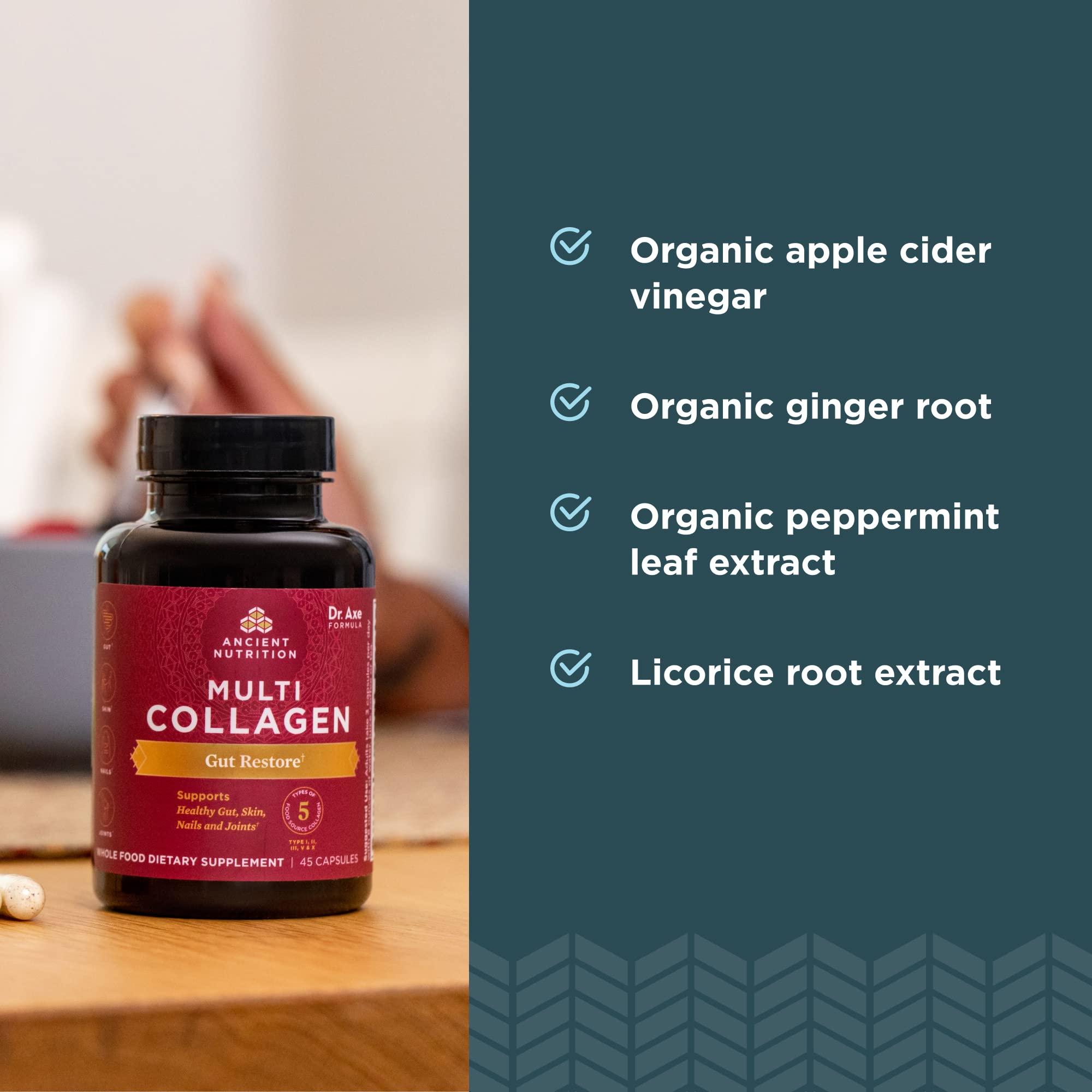 Ancient Nutrition Collagen Pills with Probiotics for Gut Health by Ancient Nutrition, Multi Collagen Capsules Gut Restore 90 Ct, Supports Gut, Joints, Hair & Nails, Gluten Free, Paleo and Keto Friendly