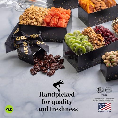 Nut Cravings NUT CRAVINGS Gourmet Collection - Get Well Soon Dried Fruit & Nuts Tower Gift Basket with Get Well Soon Ribbon (12 Assortments) Care Package Variety Tray, Kosher Snack Box